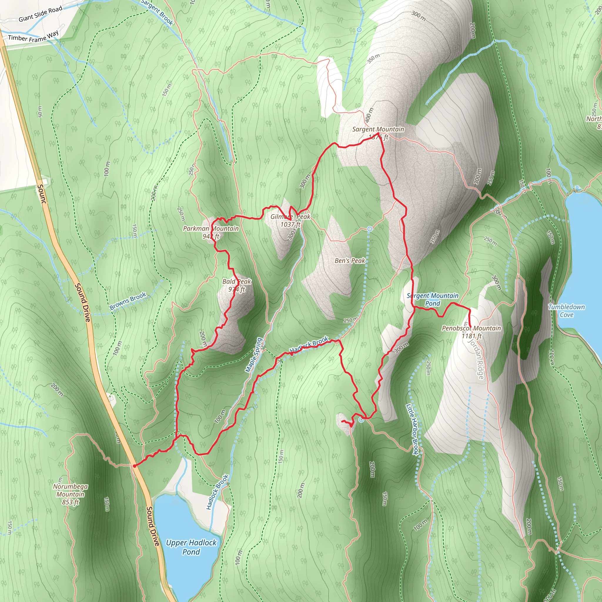 Parkman, Sargent, Penobscot Mountain Loop mobile static map