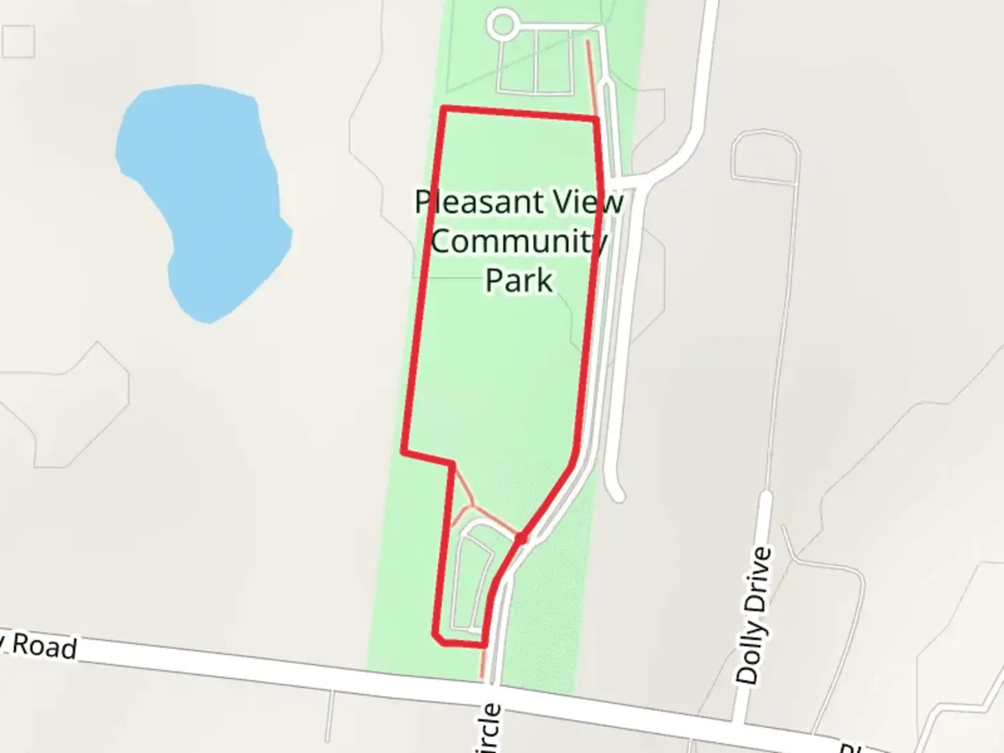 An image depicting the trail Pleasant View Community Park Loop and its surrounding area.