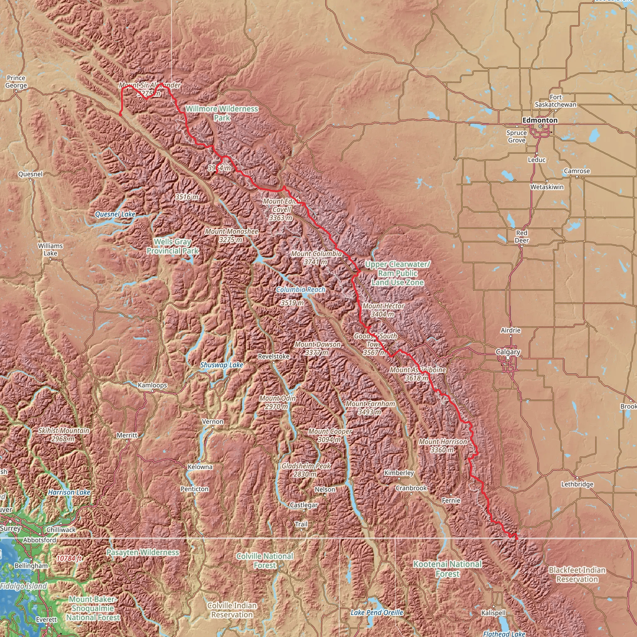 Great Divide Trail mobile static map