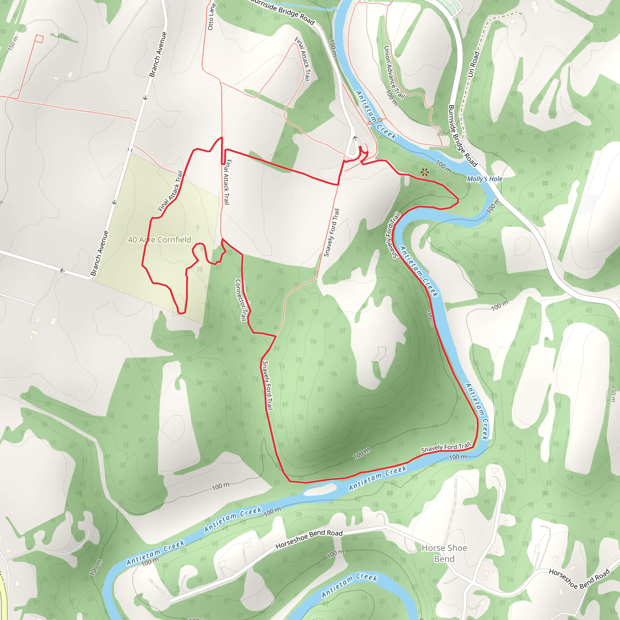 Final Attack Trail and Snavely Ford Loop Trail mobile static map