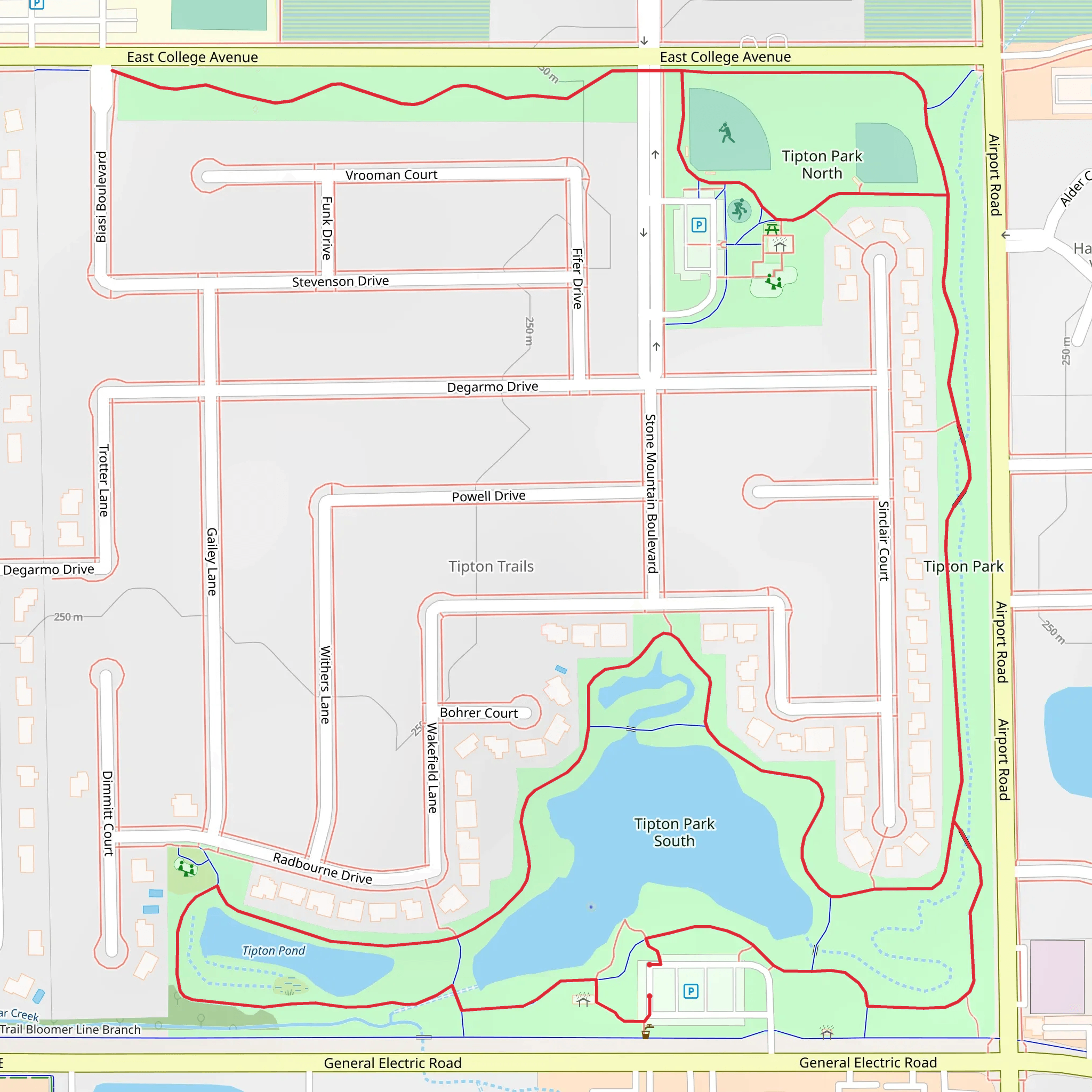 Tipton Park and Tipton Park North Loop mobile static map