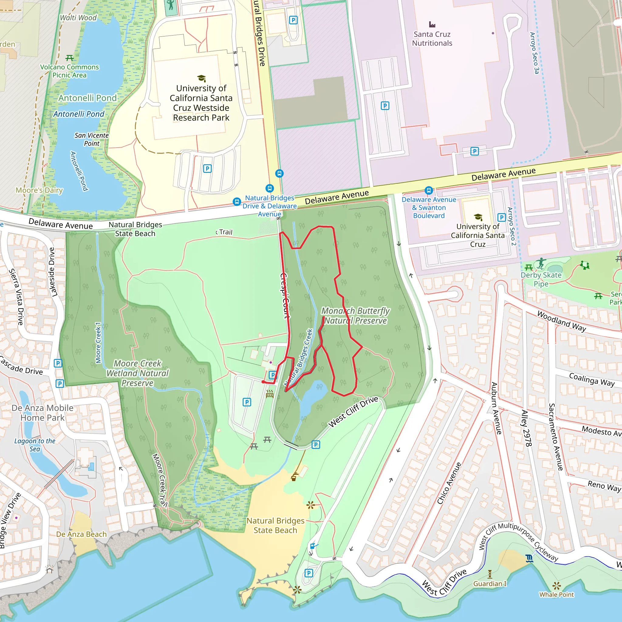 Monarch Butterfly Natural Preserve Loop mobile static map