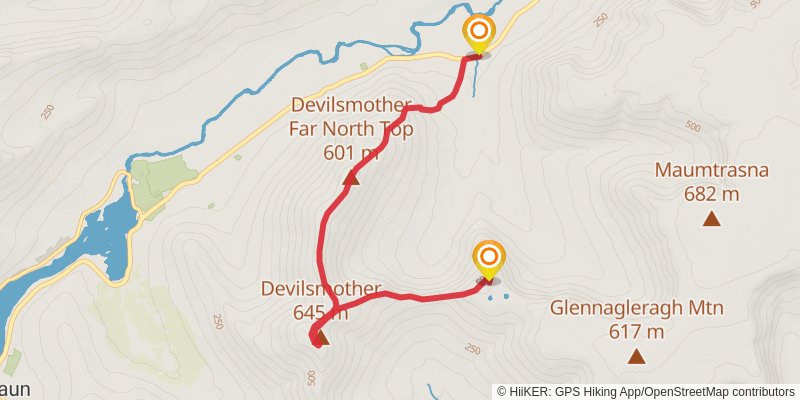 Maumtrasna & Devilsmother Mountain Loop stage 2 Map