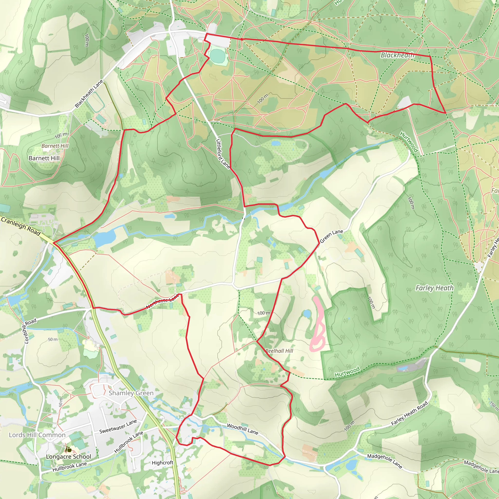Shamley Green North Loop mobile static map