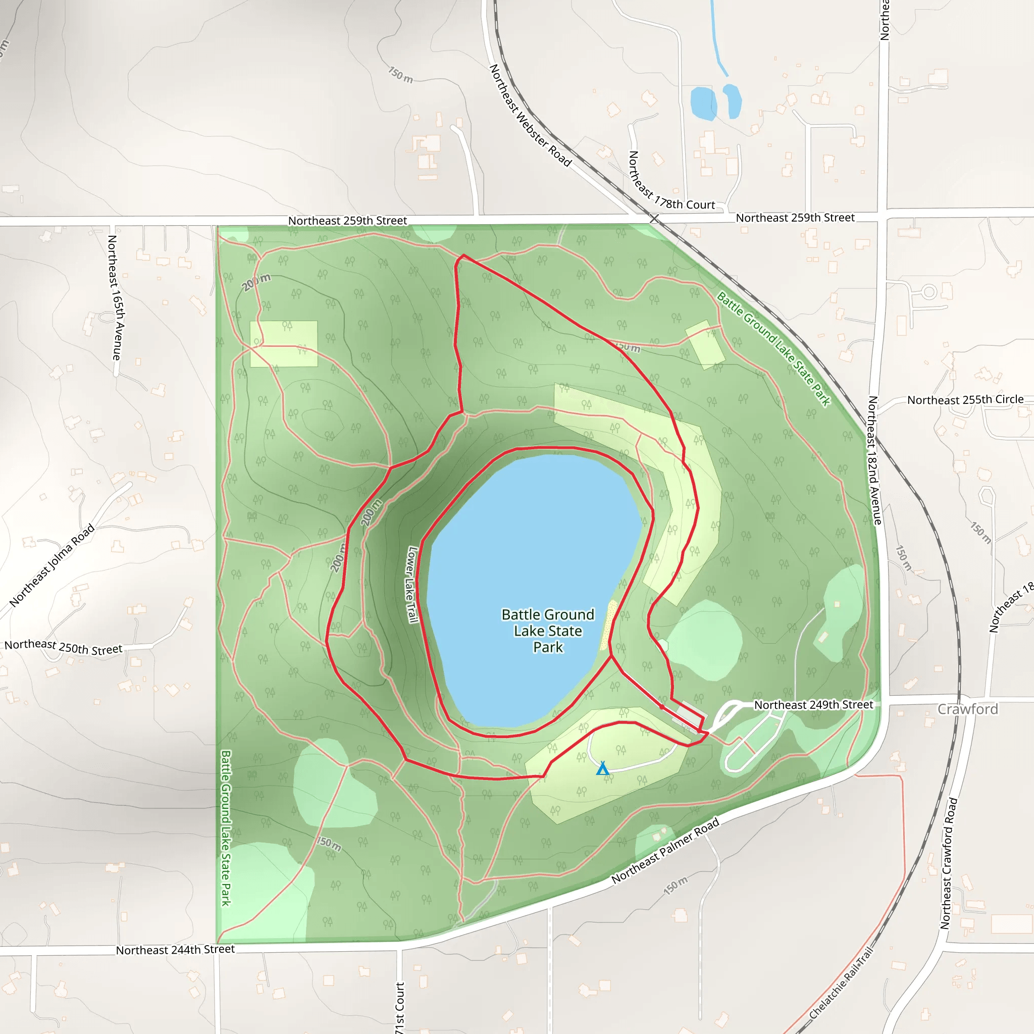 Battle Ground Lake and Lower Lake Trail mobile static map