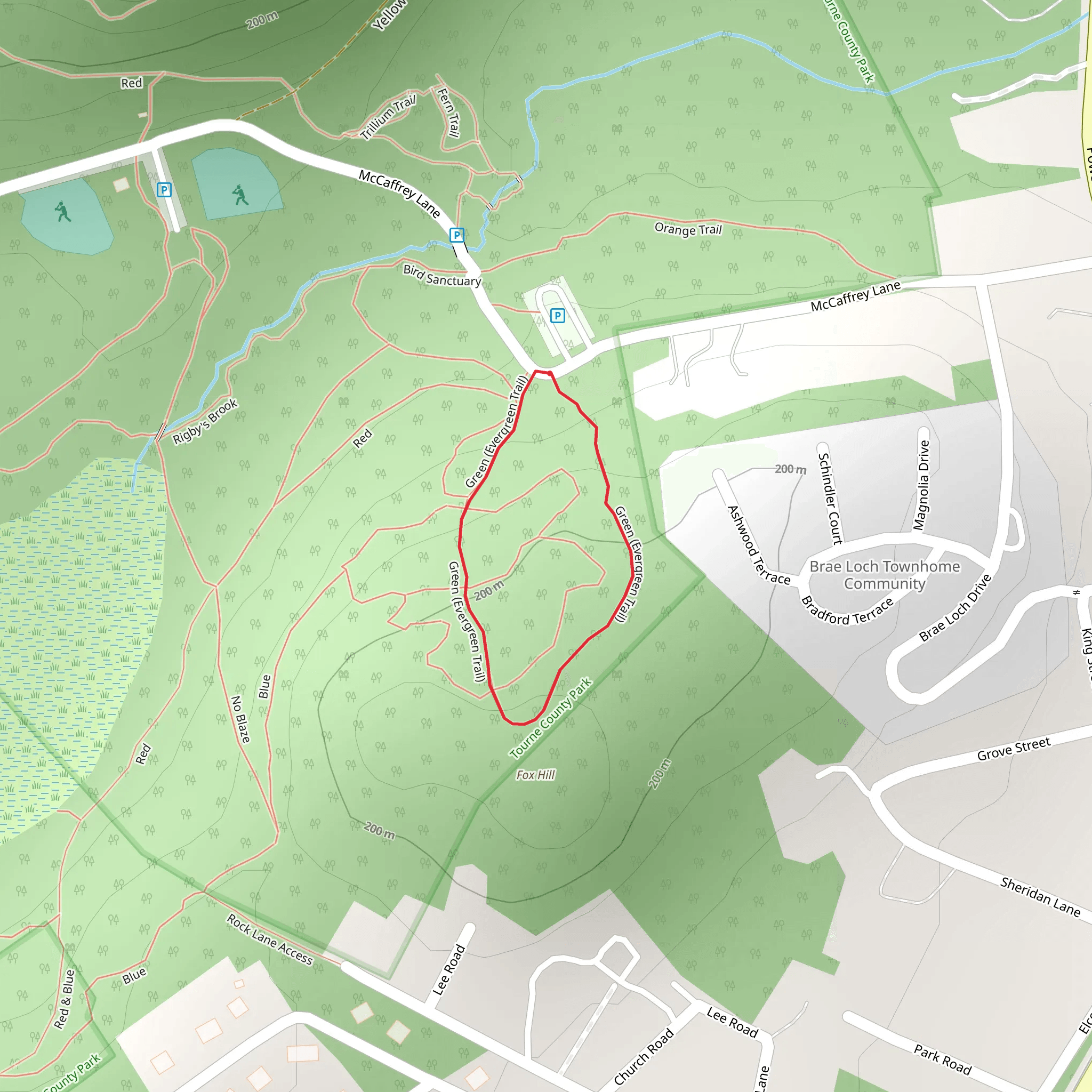 Evergreen Loop Trail mobile static map