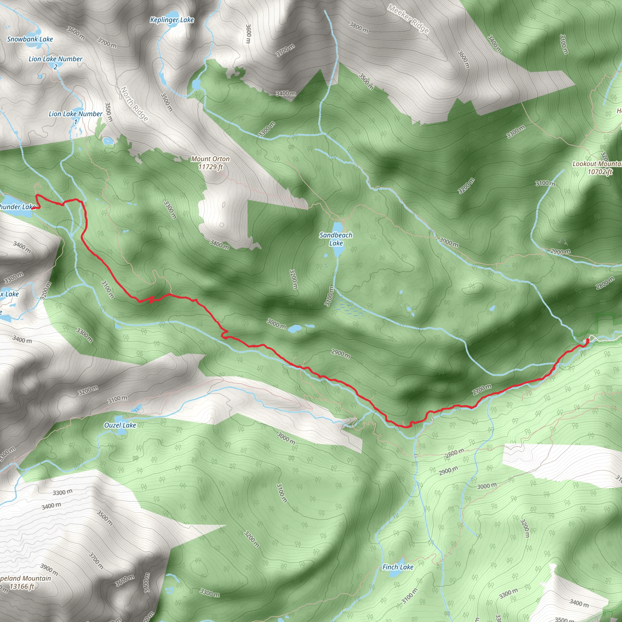 Thunder Lake via Copeland Falls side Trail mobile static map