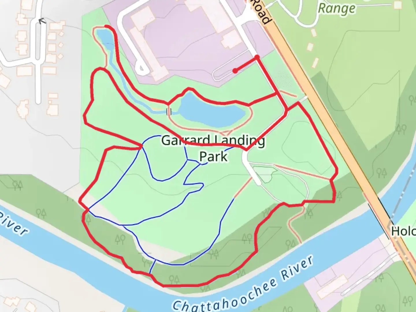An image depicting the trail Garrard Landing Park Loop and its surrounding area.