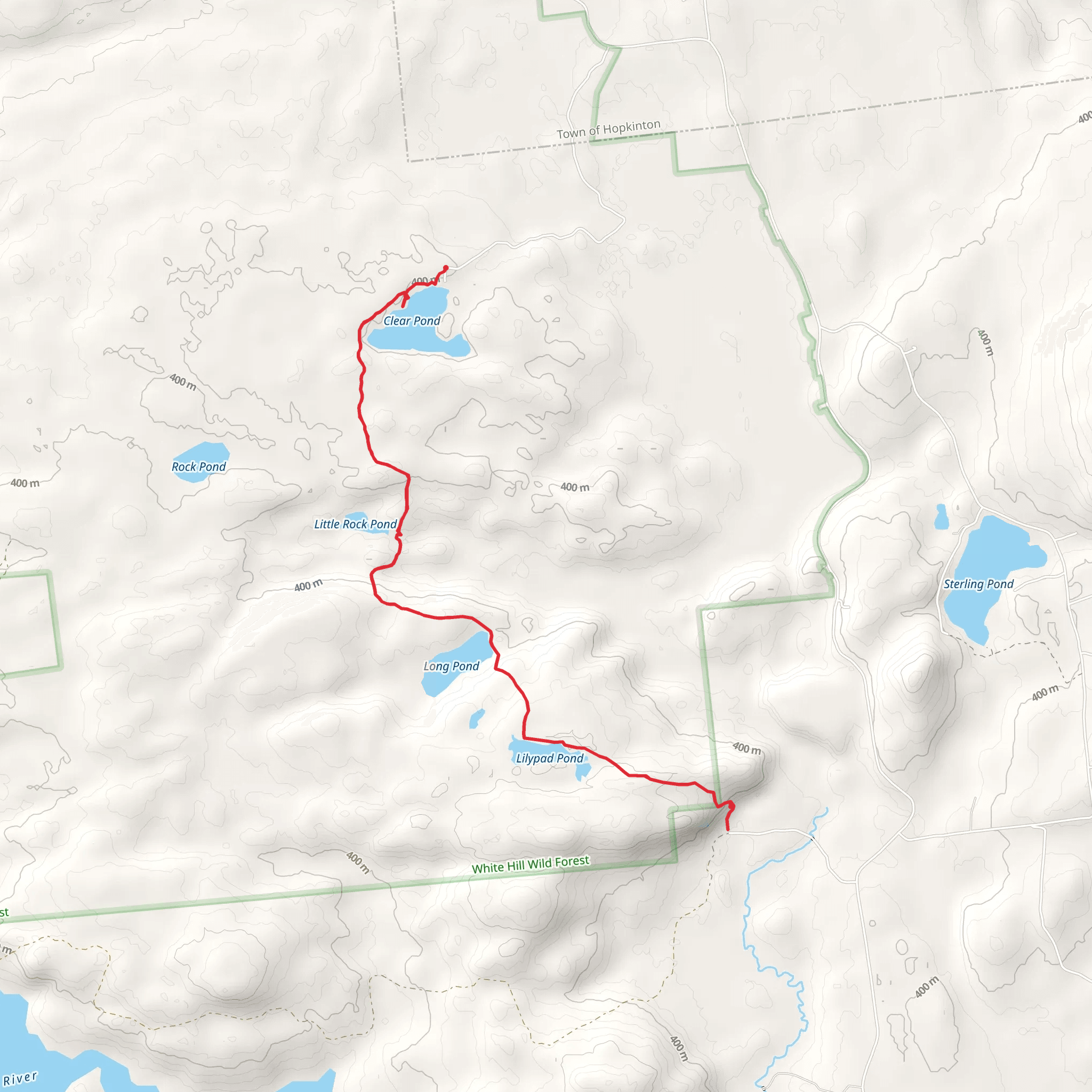 Clear Pond, Lilypad Pond and Long Pond mobile static map