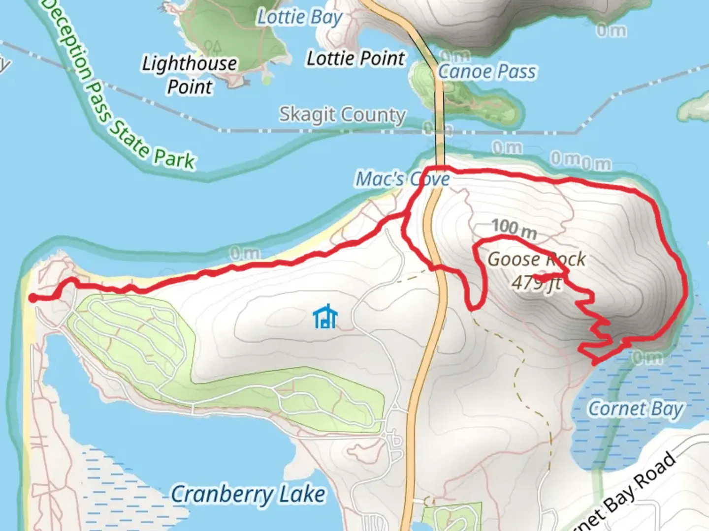 An image depicting the trail North Beach Trail and Goose Rock Perimeter Trail and its surrounding area.