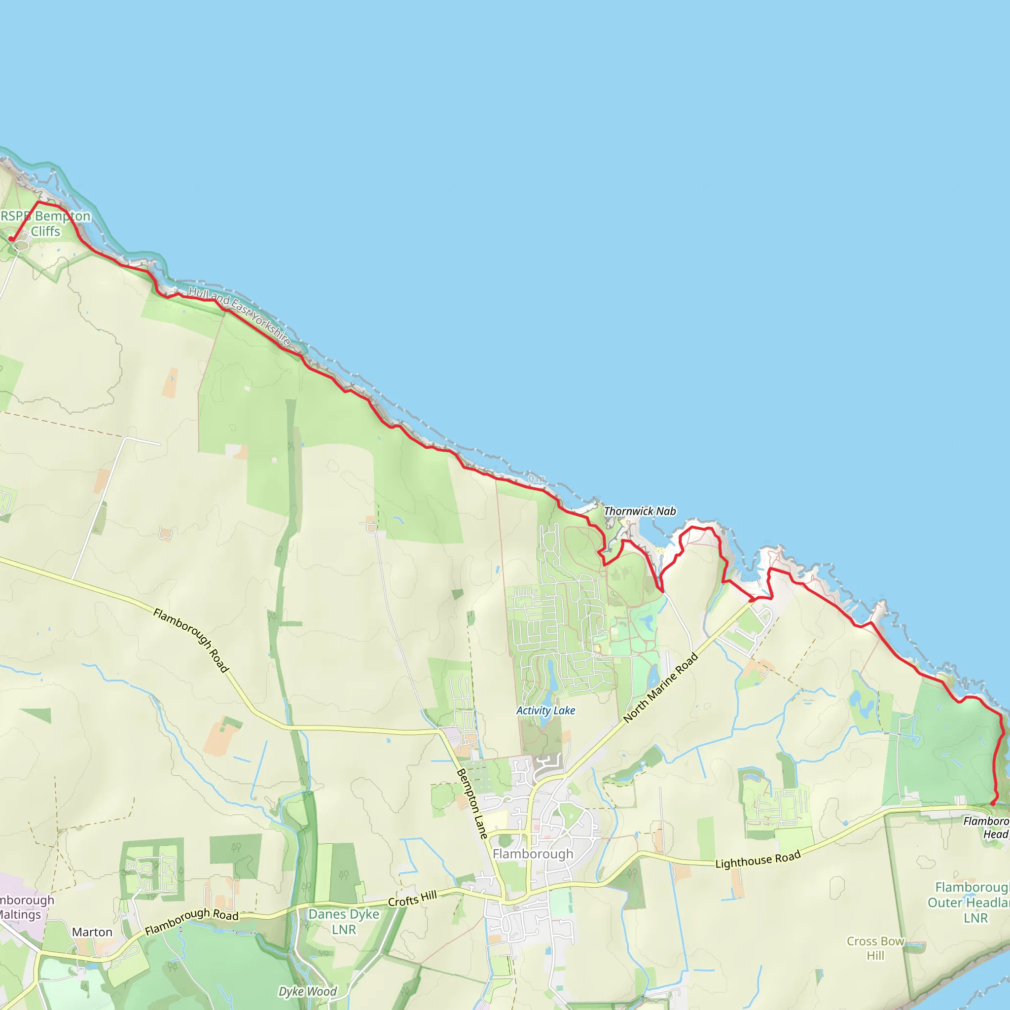 RSPB Bempton Cliffs to Flamborough Outer Headlands Nature Reserve mobile static map