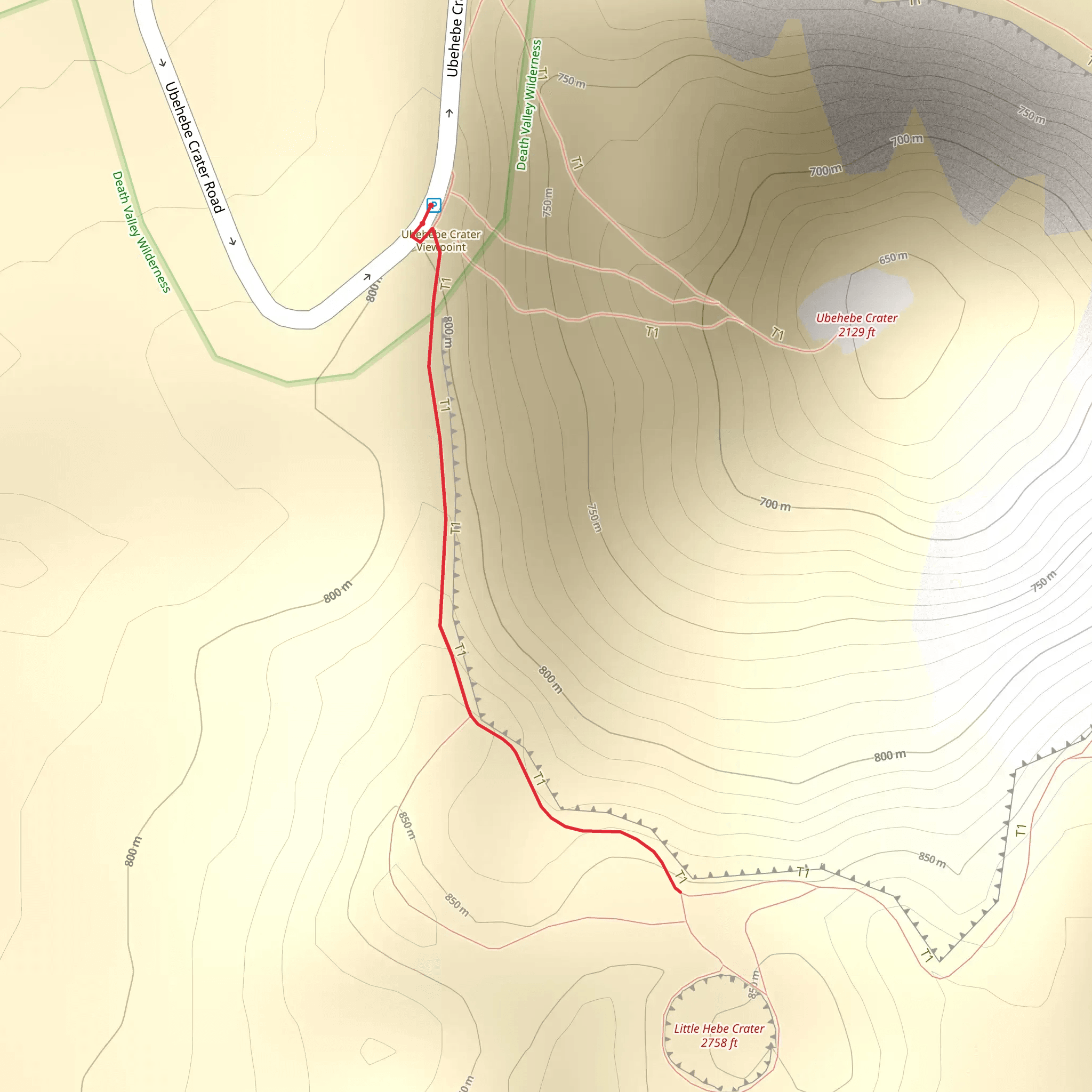 Ubehebe Crater Road mobile static map