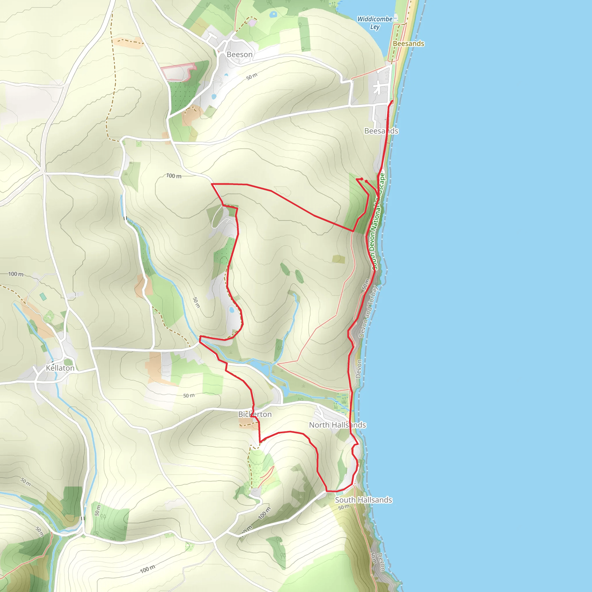 Beesands and Hallsands Walk mobile static map
