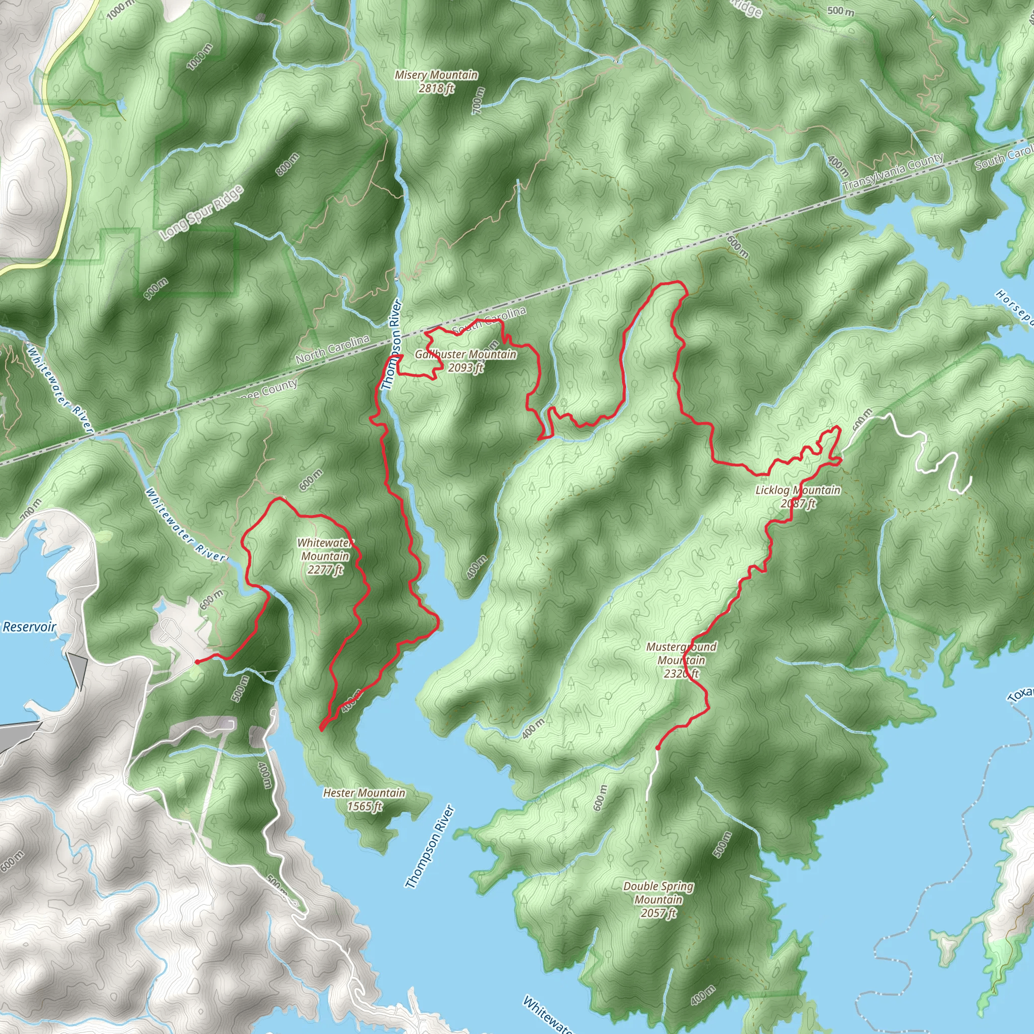 Gallbuster Mountain, Licklog Mountain and Musterground Mountain Walk mobile static map