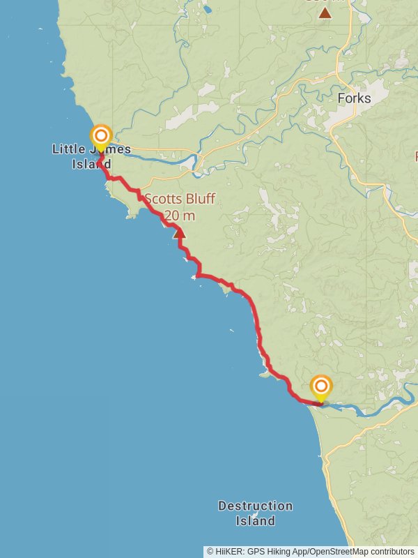 Olympic Coast Trail - South mobile static map