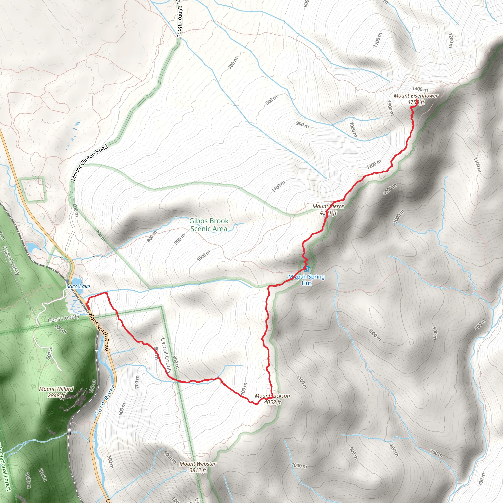 Mount Jackson, Mount Pierce and Mount Eisenhower Trail mobile static map