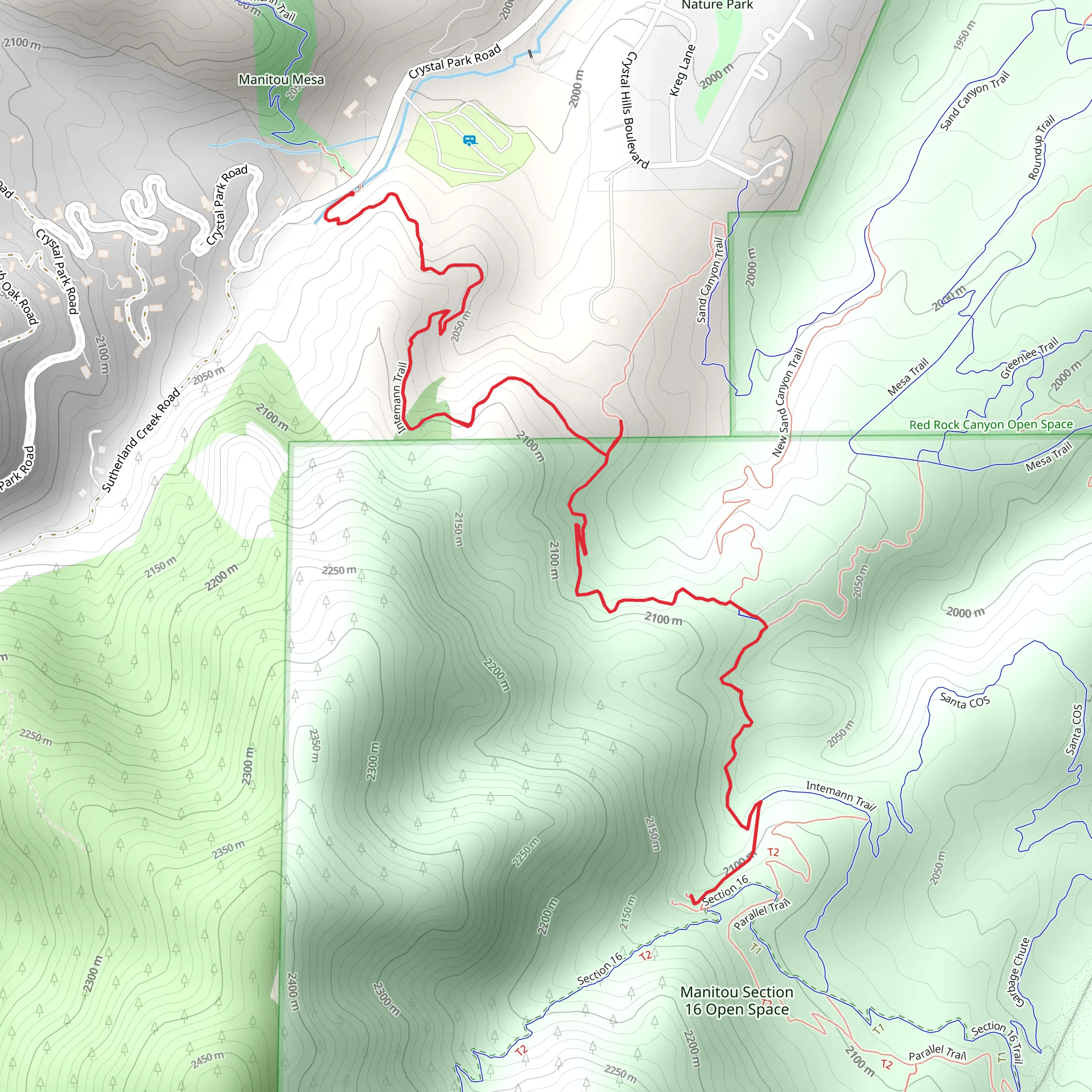 Waterfall and Intemann Trail mobile static map