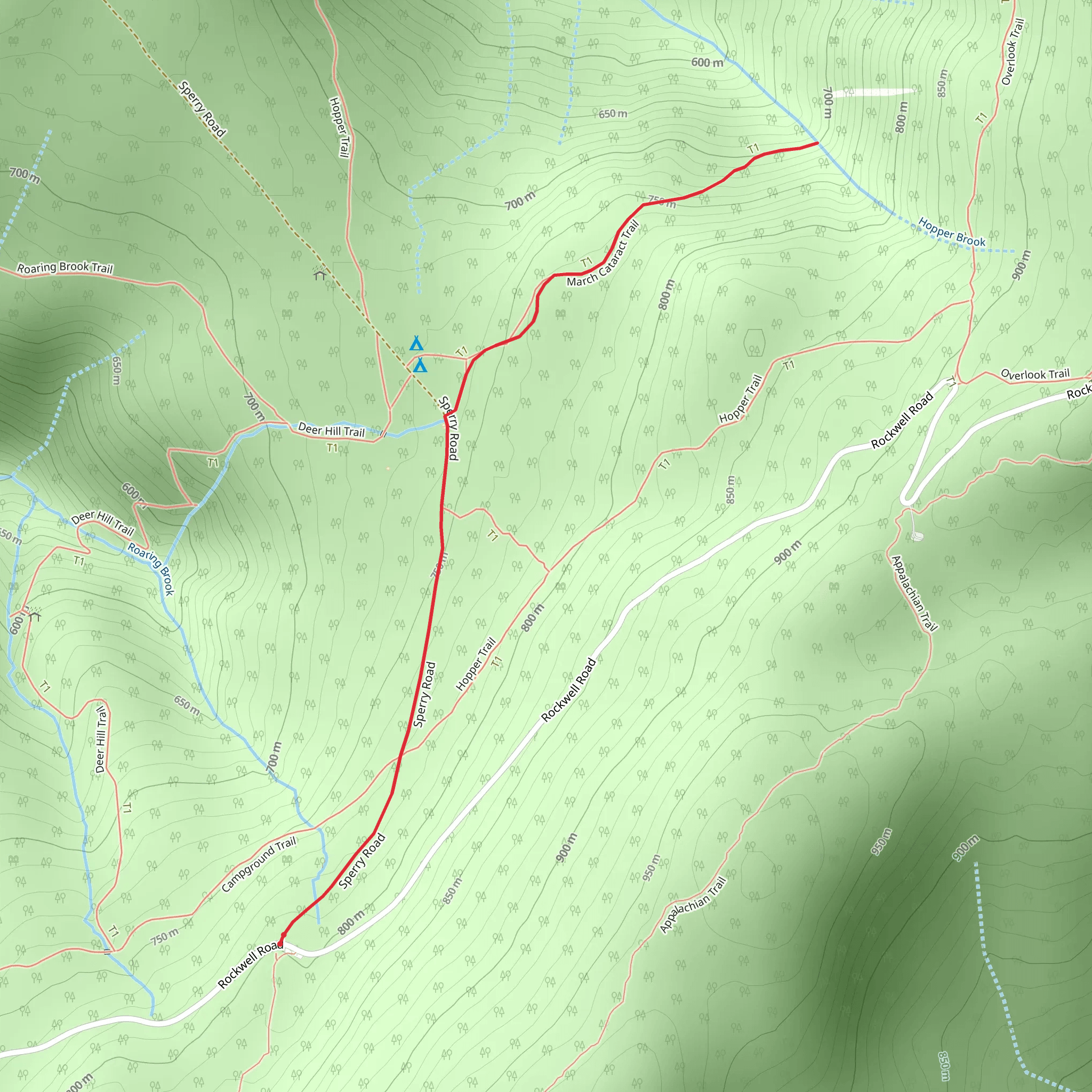 March Cataract Falls Trail mobile static map