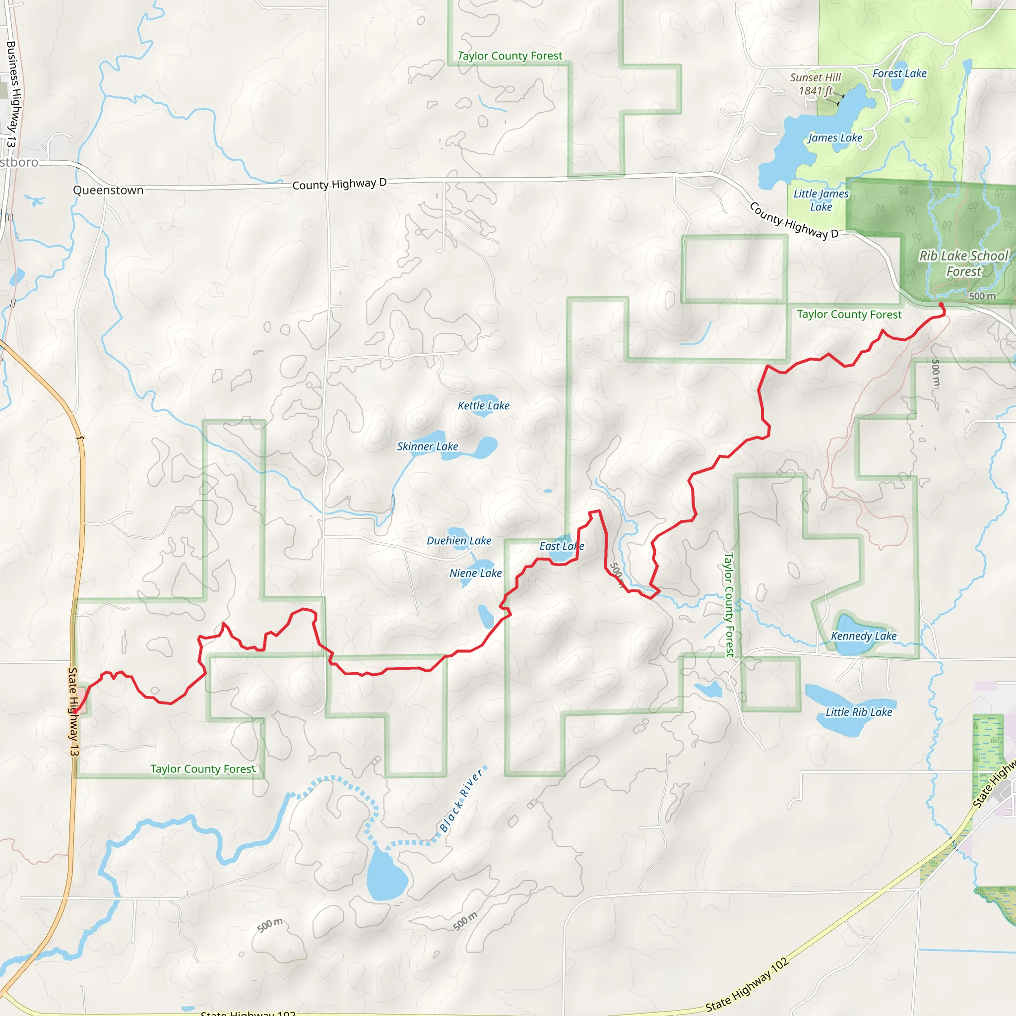 Ice Age Trail and East Lake mobile static map