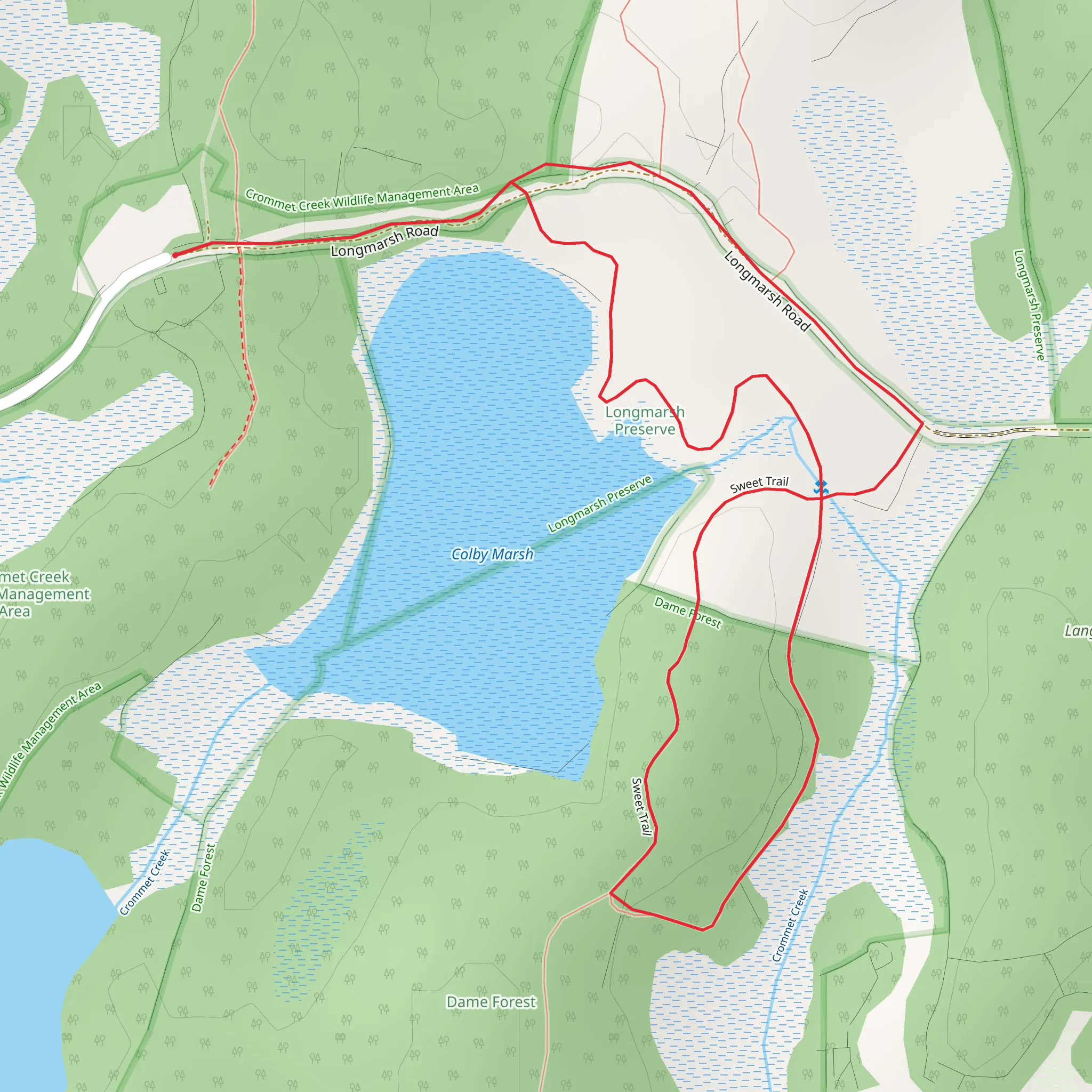 Langmaid Farm and Crommet Creek Loop via Sweet Trail mobile static map