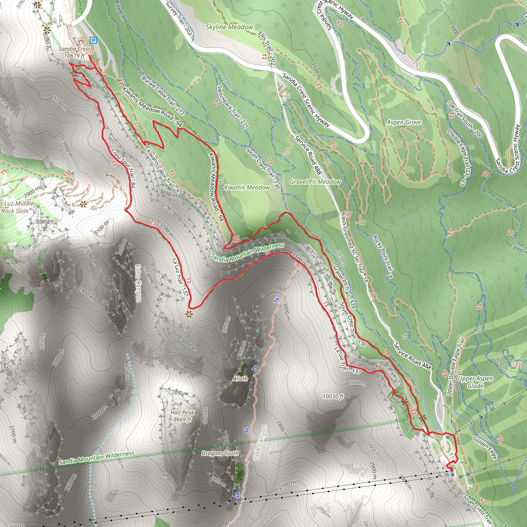 South Crest Trail and Crest House Spur Trail Loop mobile static map