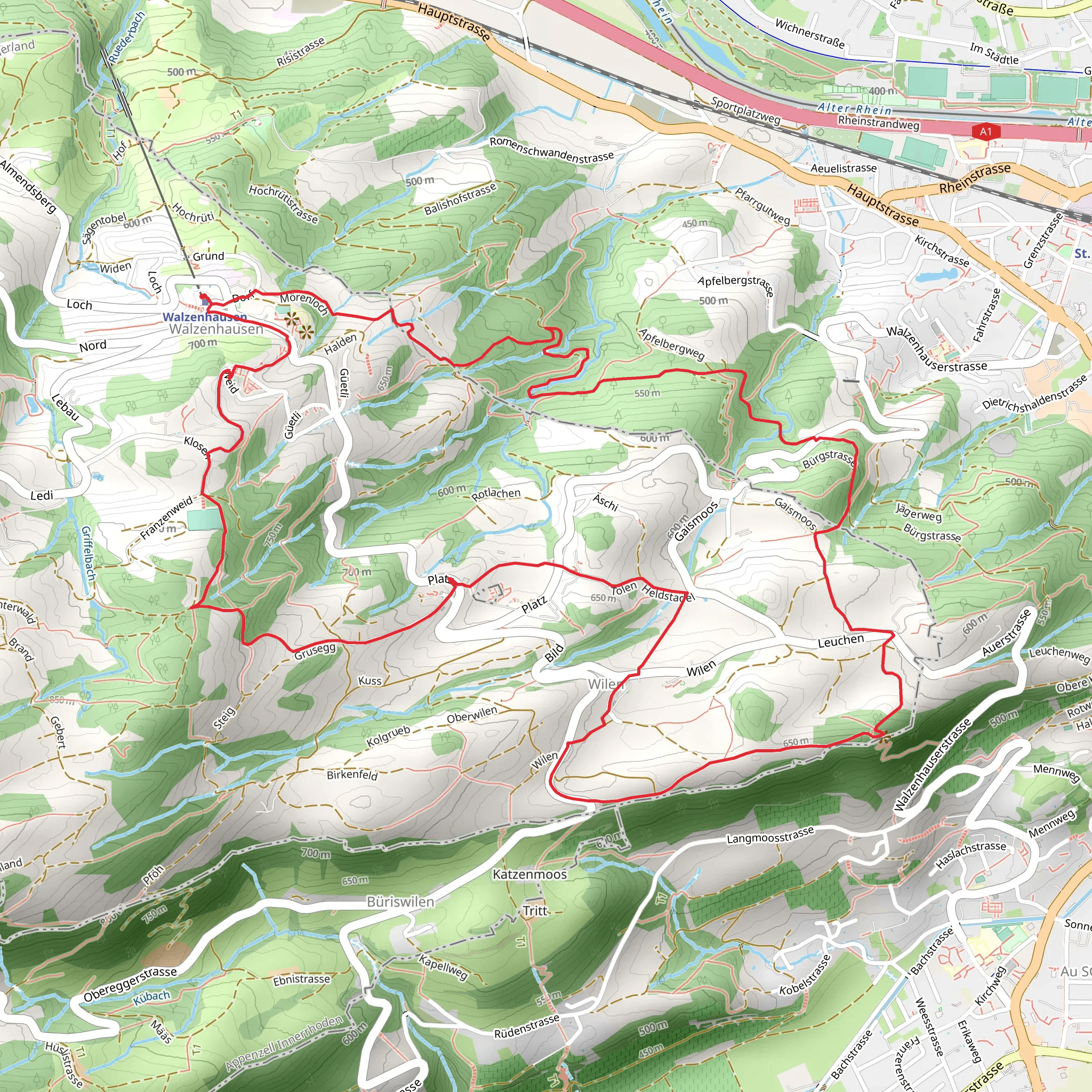 Walzenhausen to Wilen Loop mobile static map