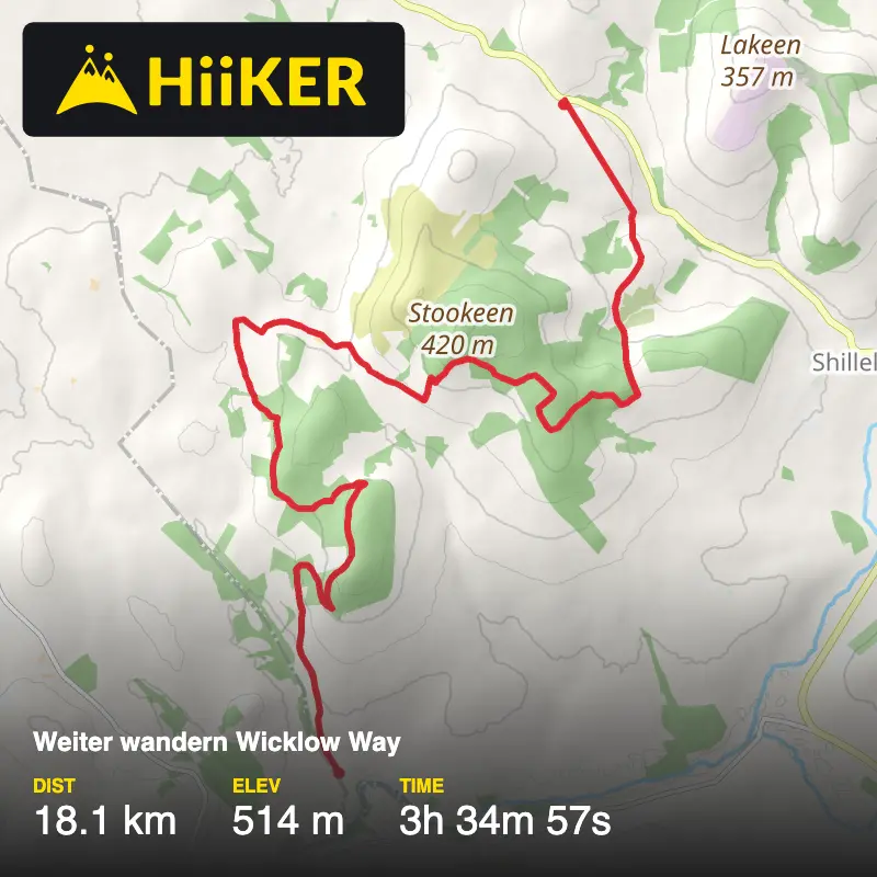 A map preview of the recording Weiter wandern Wicklow Way.