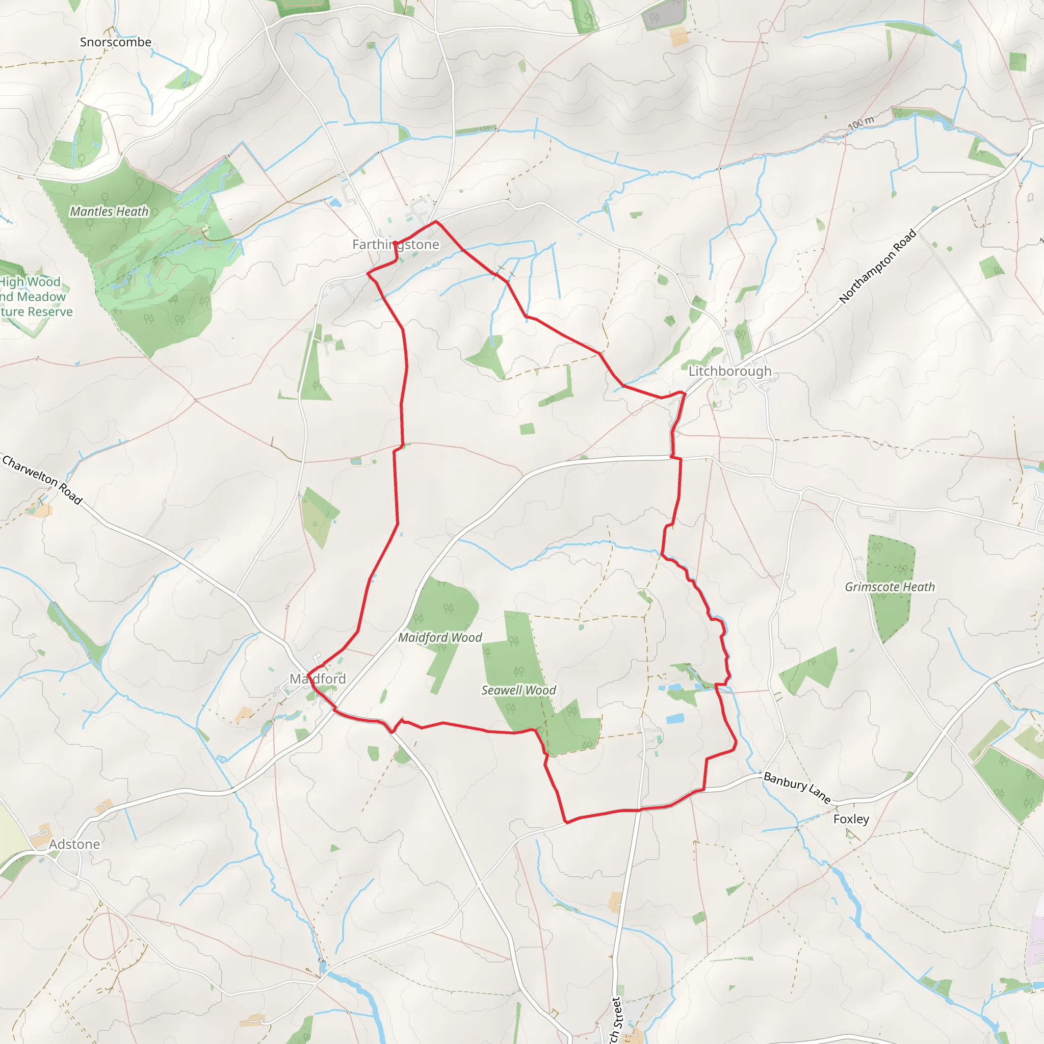 Farthingstone to Maidford Loop mobile static map
