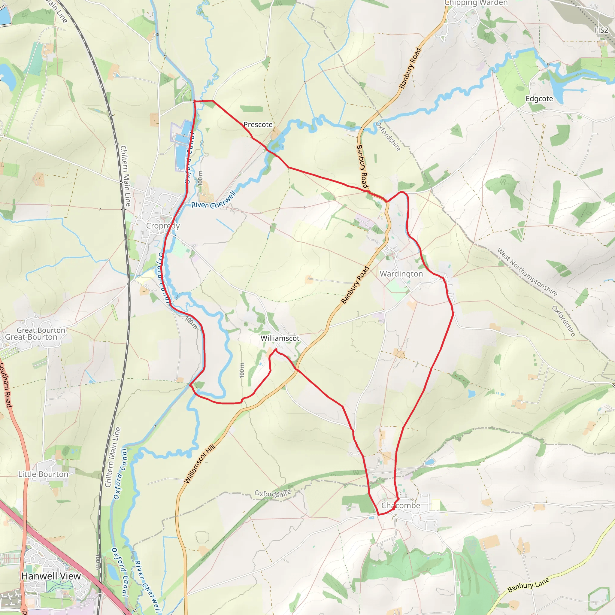 Wardington and Cropredy from Chacombe mobile static map