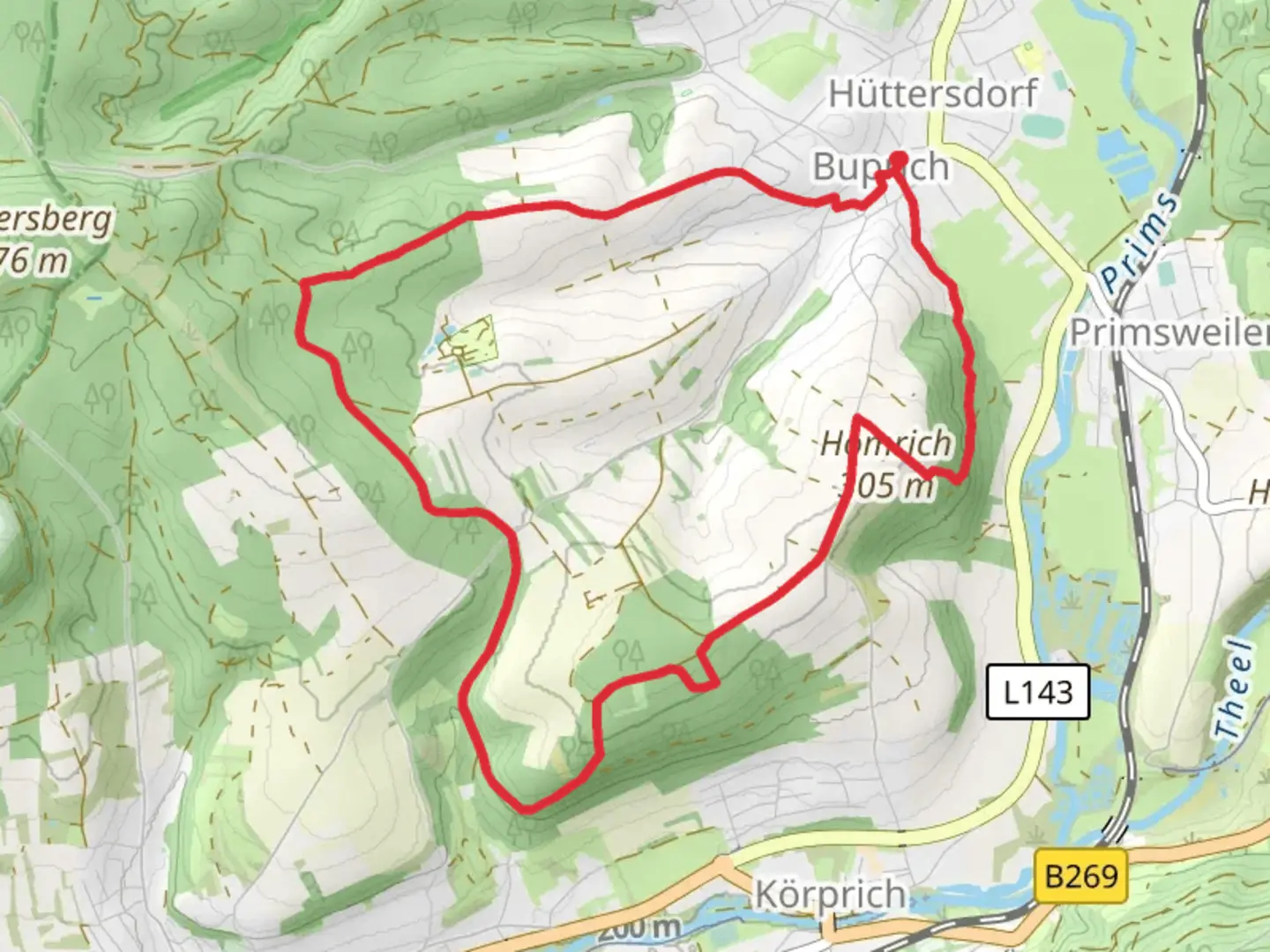 An image depicting the trail Rötelweg and its surrounding area.
