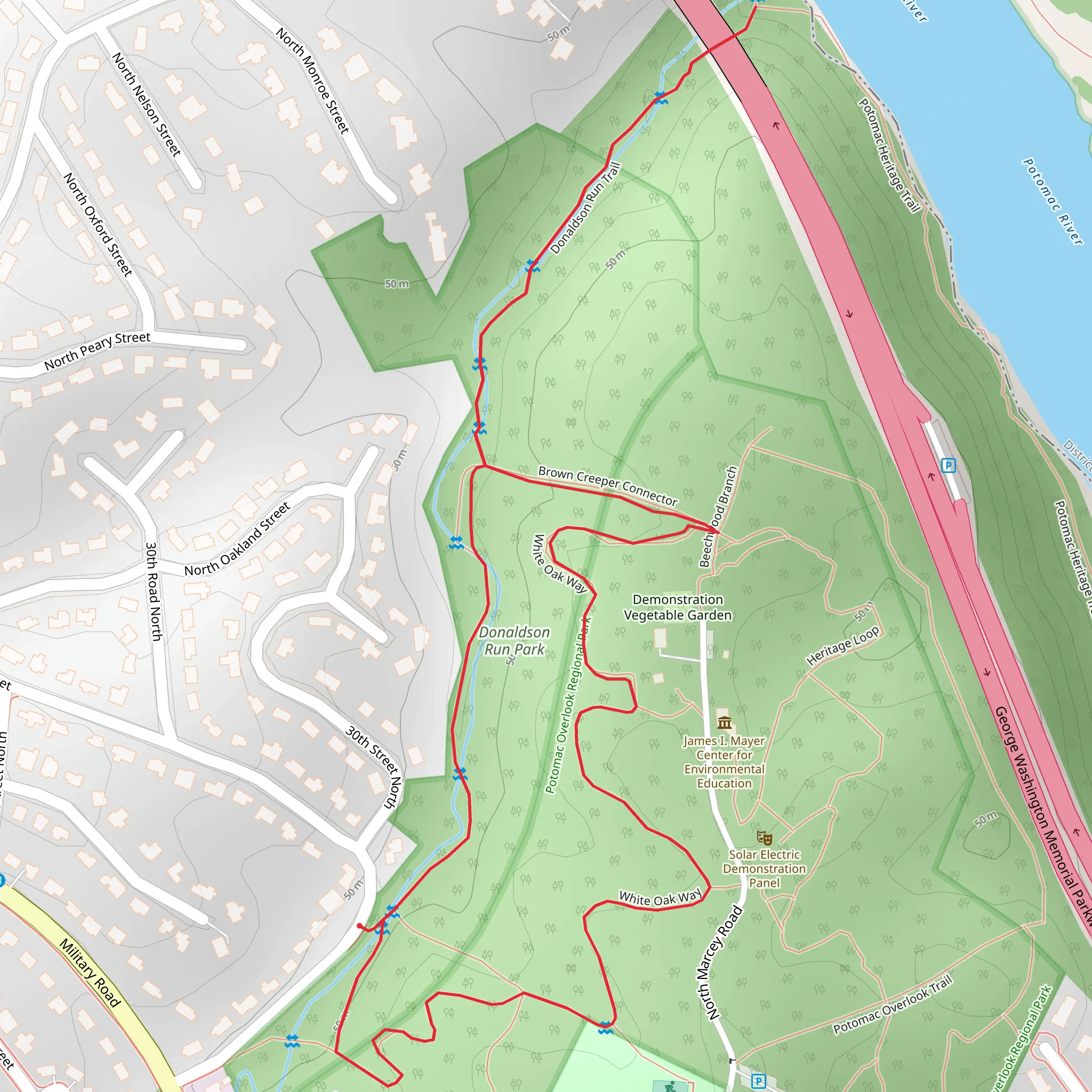 Donaldson Run Loop Trail mobile static map