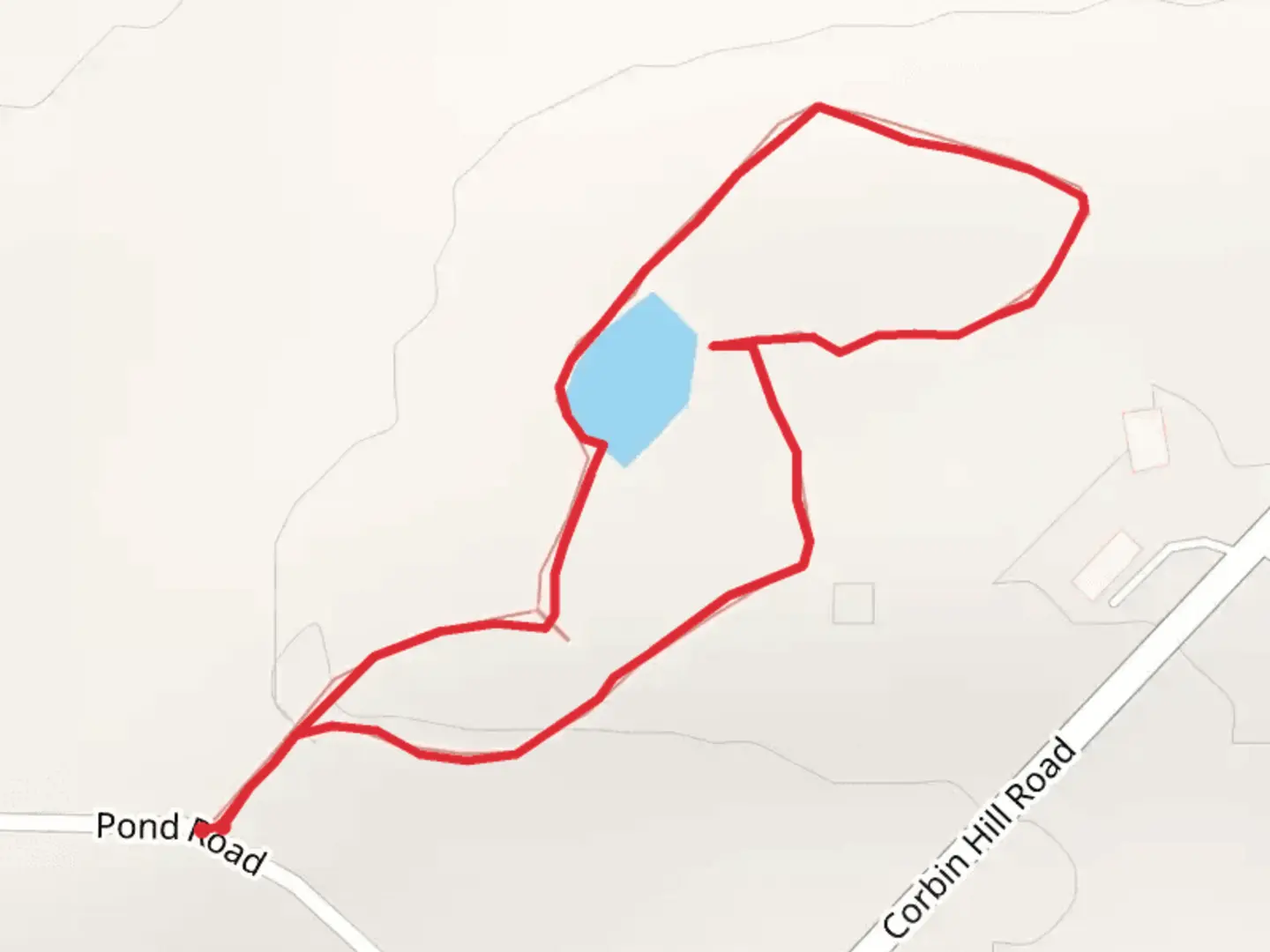 An image depicting the trail Pond Road and Corbin Hill Road Loop and its surrounding area.