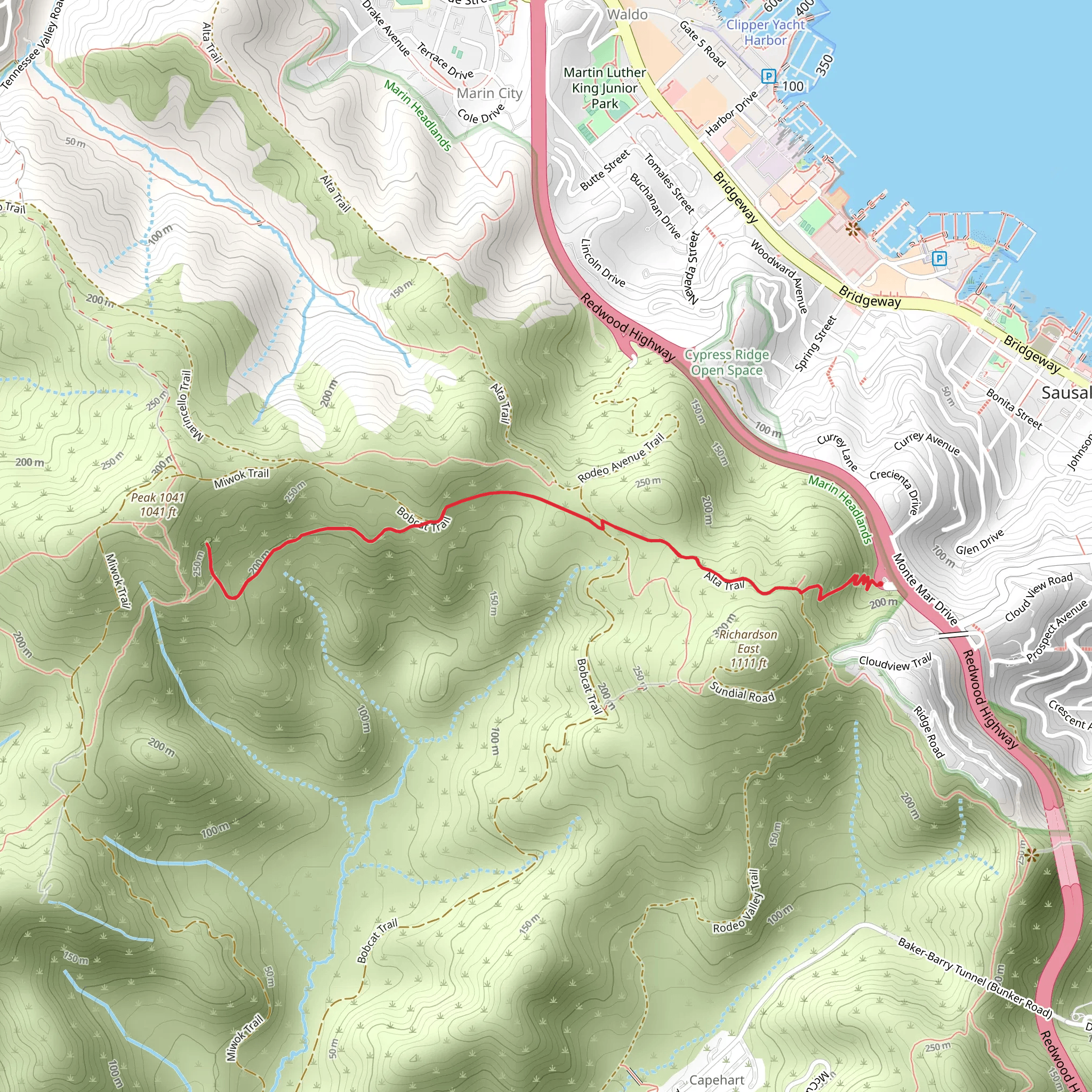 Hawk Camp via Morning Sun Trail mobile static map