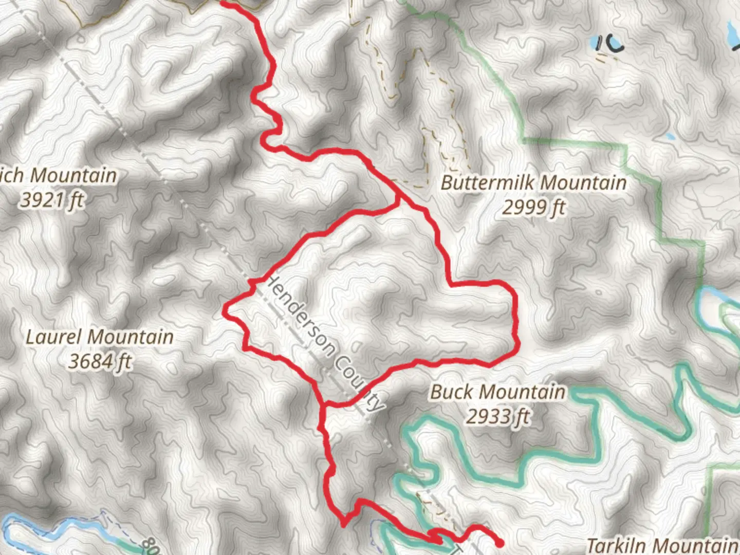 An image depicting the trail South Mills River and Bradley Creek Trail Loop and its surrounding area.