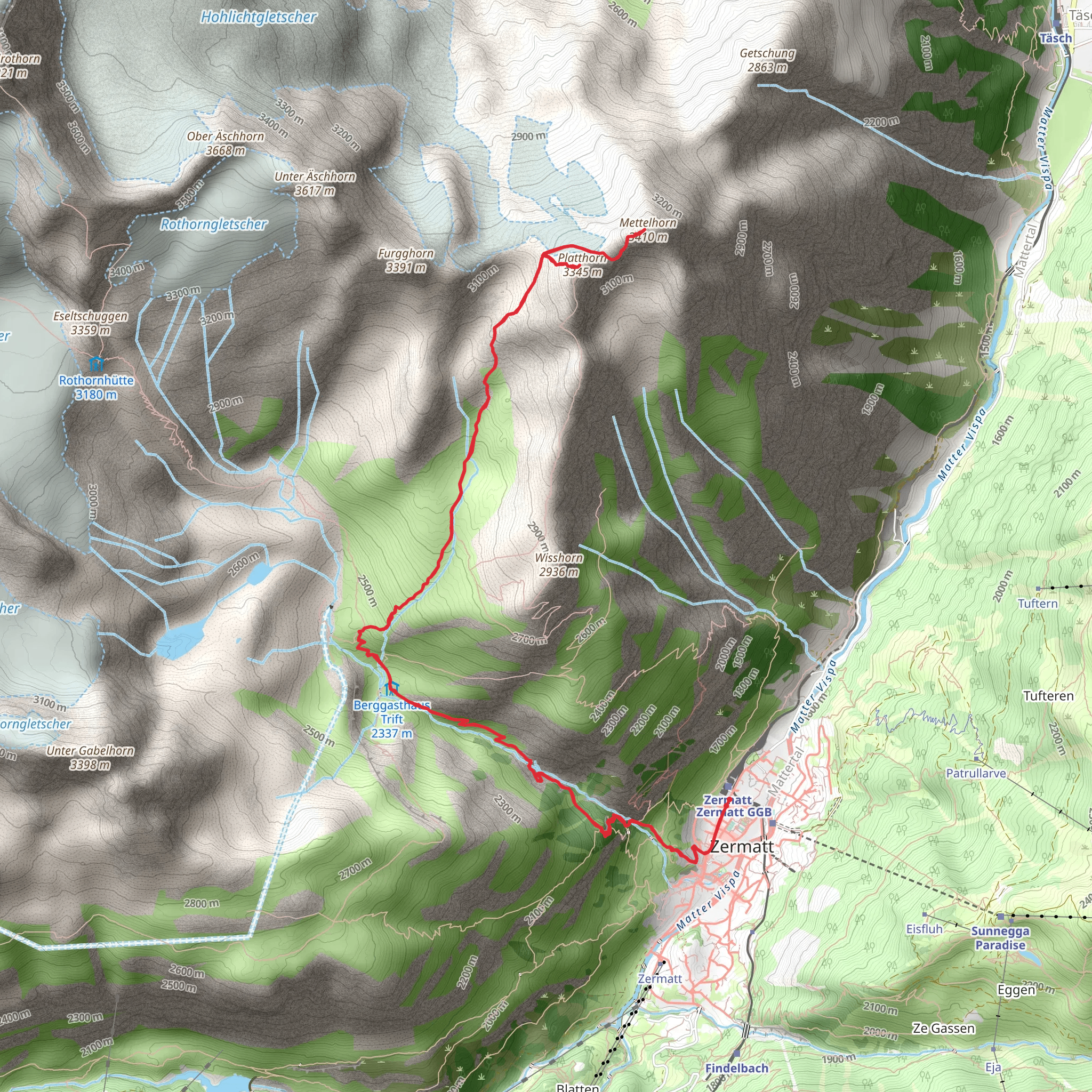 Platthorn - Mettelhorn - Nr 33 mobile static map