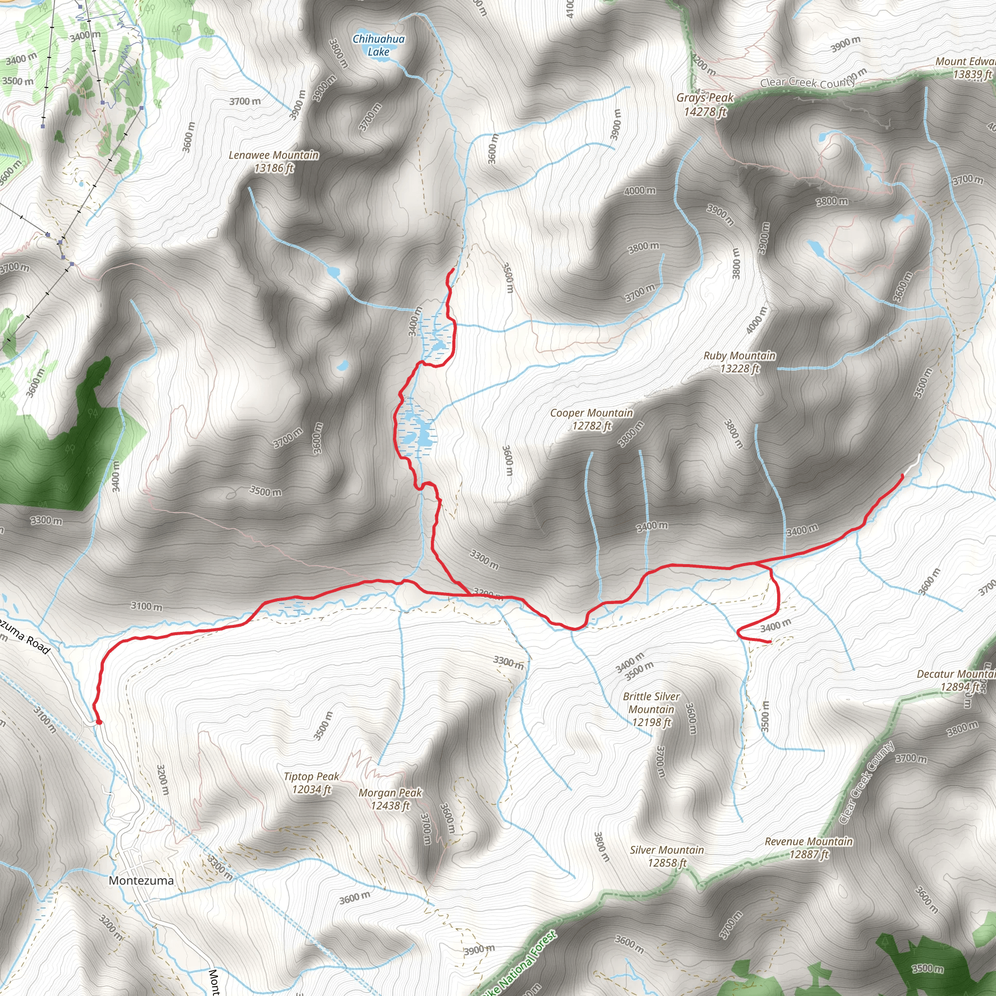 Peru Creek and Chihuahua Gulch via CDT mobile static map