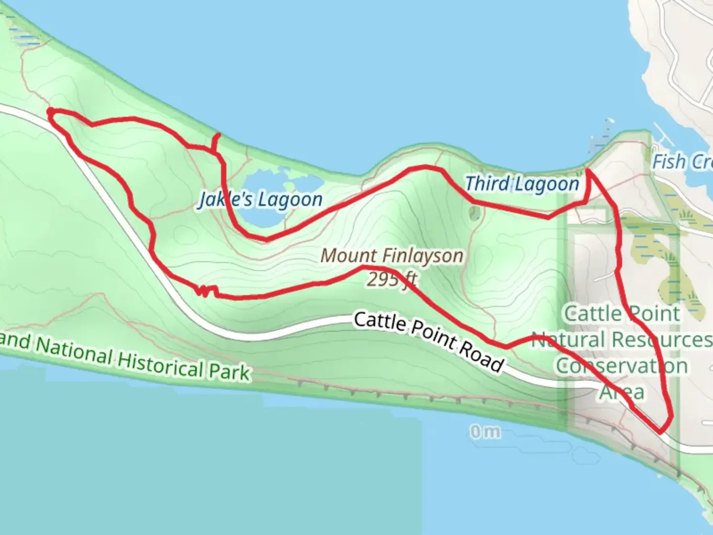 An image depicting the trail Mount Finlayson and Jakle's Lagoon Loop Trail and its surrounding area.