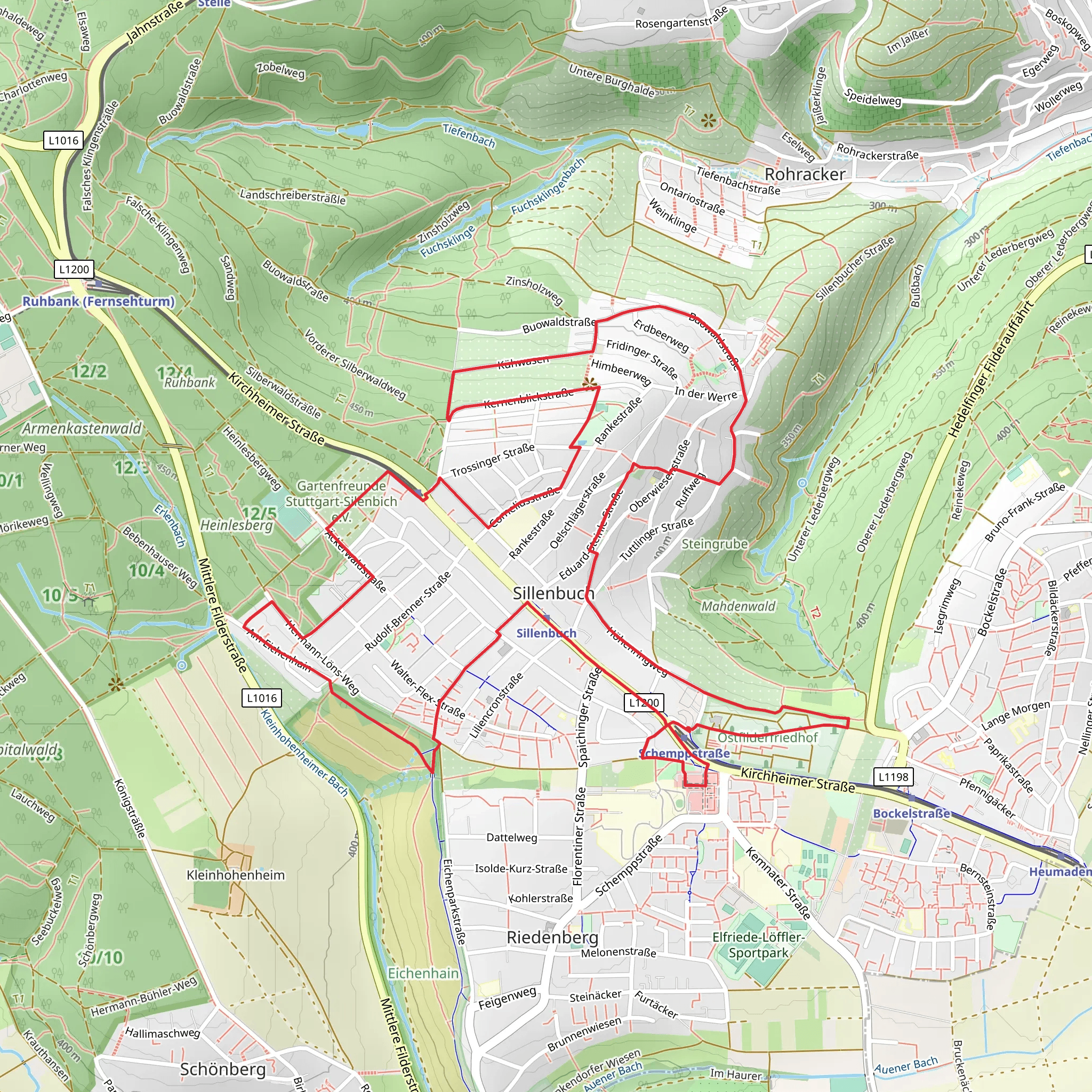 Rundweg Stadtteil Sillenbuch mobile static map