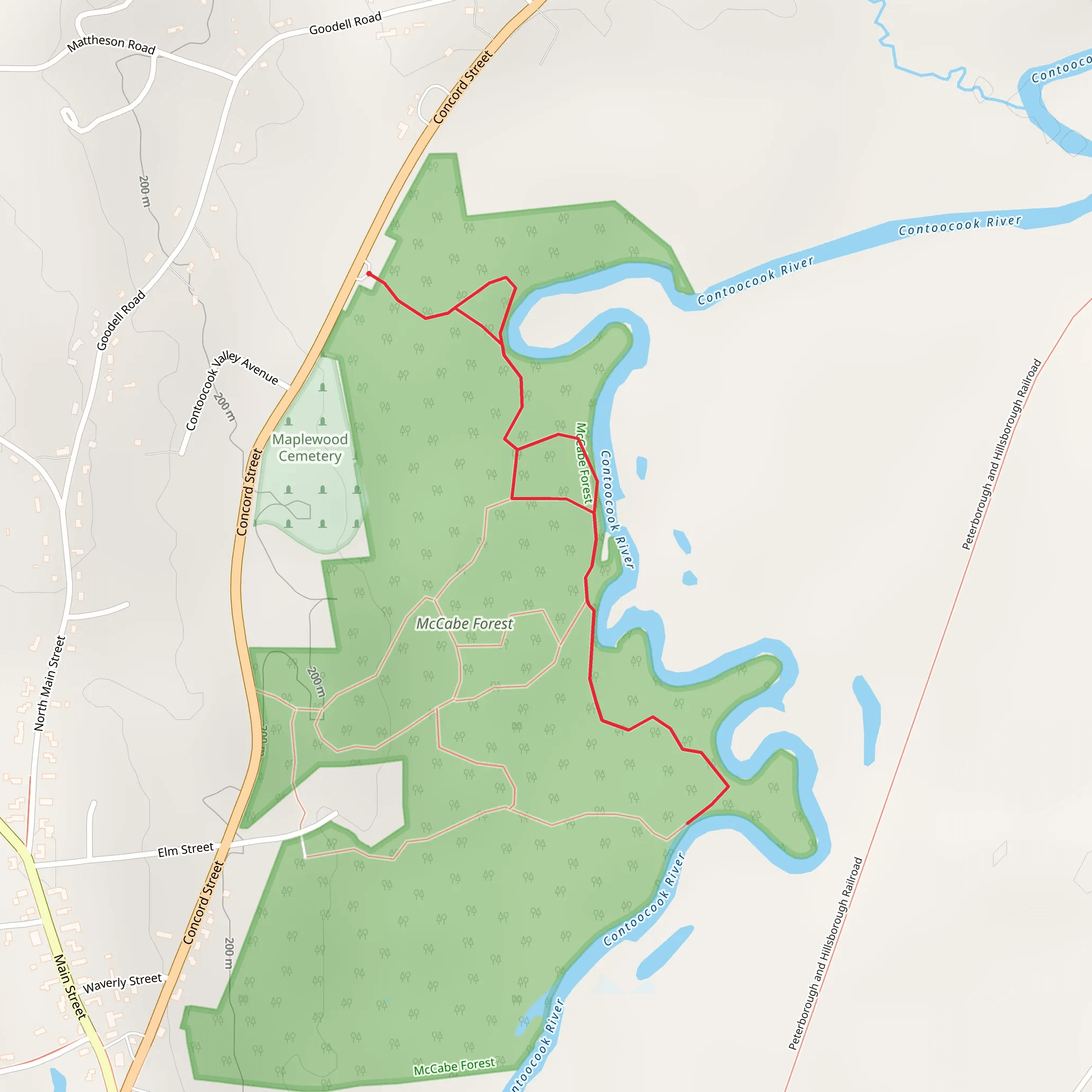 Walk along Contoocook River - McCabe Forest mobile static map