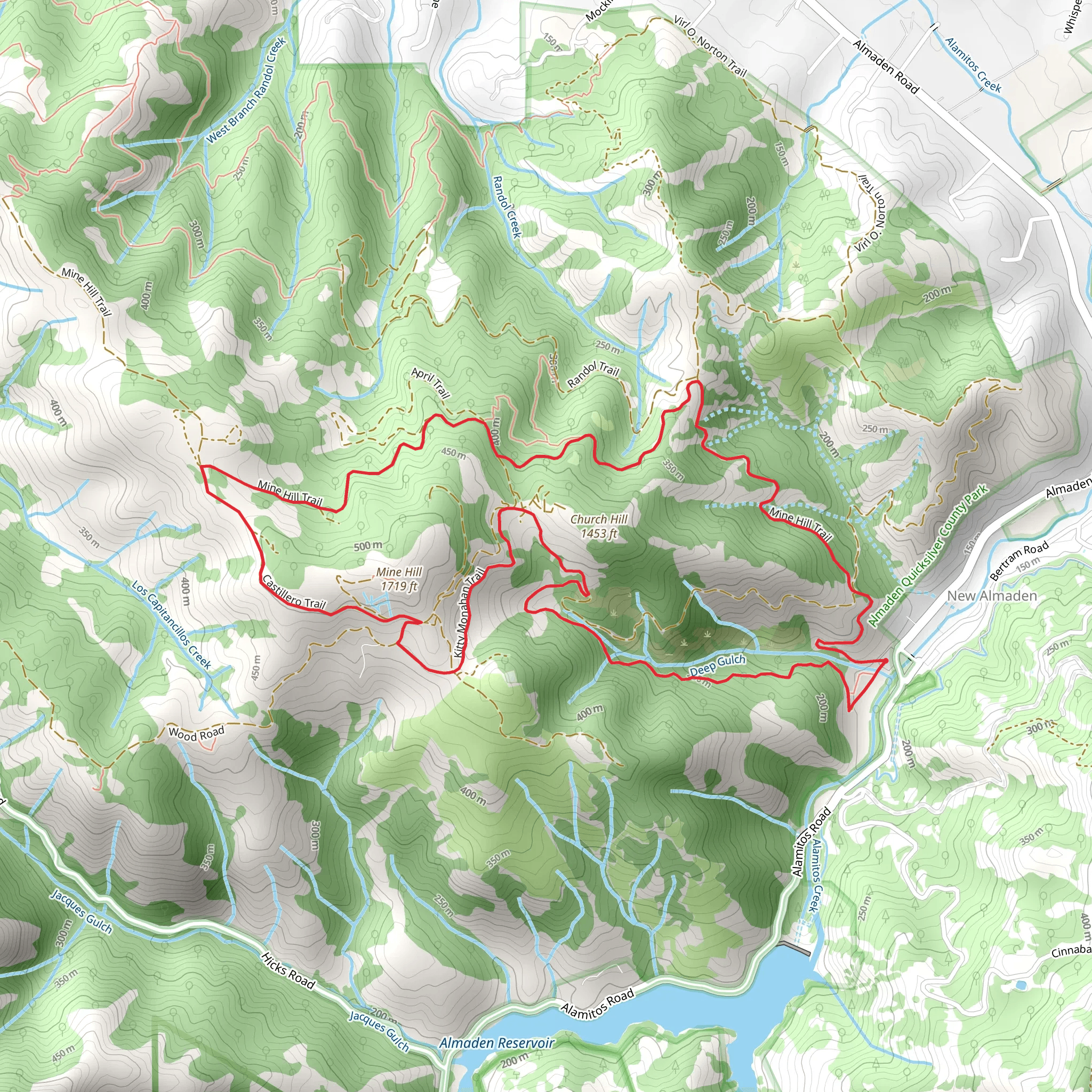 Mine Hill - Church Hill - Deep Gulch Loop Trail mobile static map