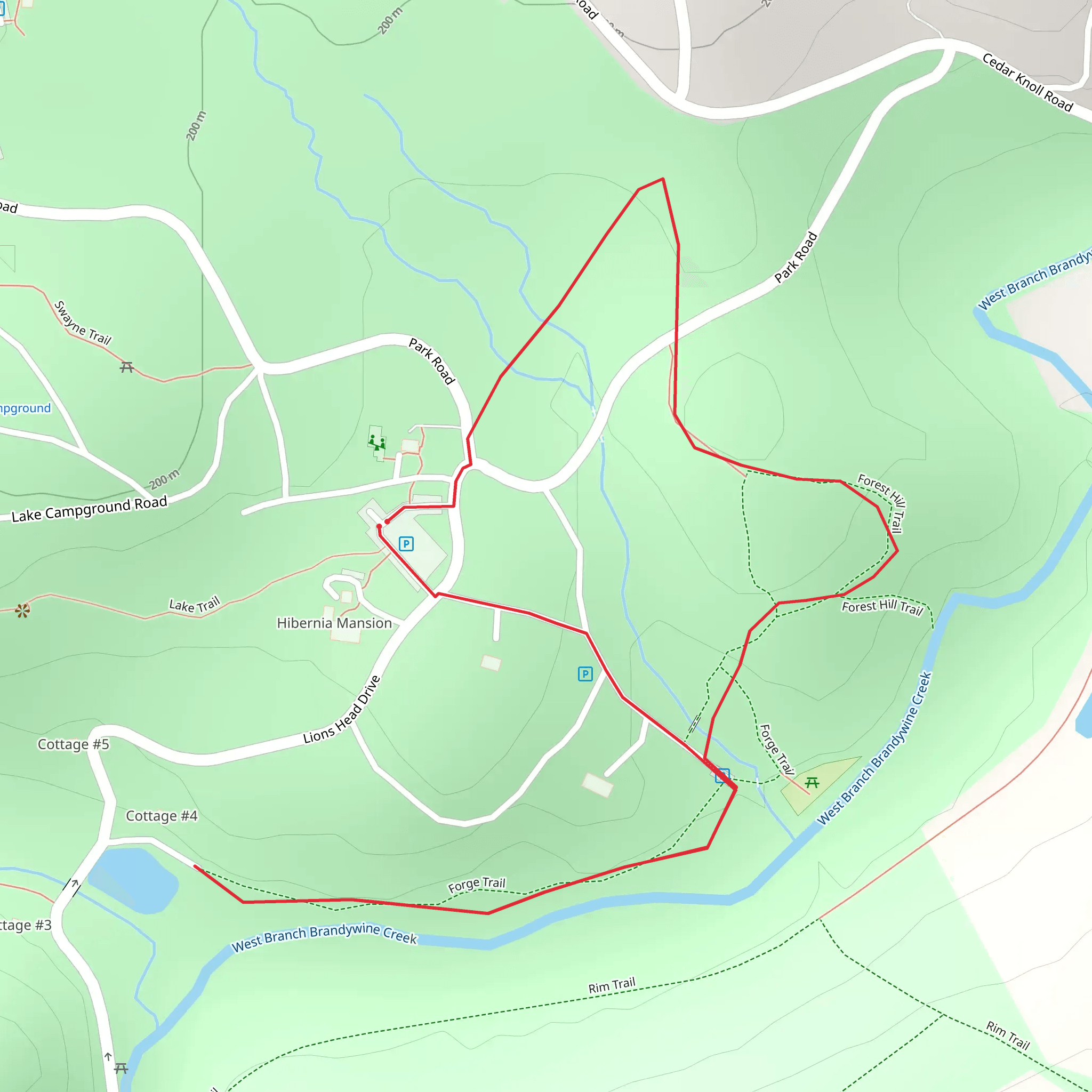 West Branch Brandywine Creek Loop mobile static map