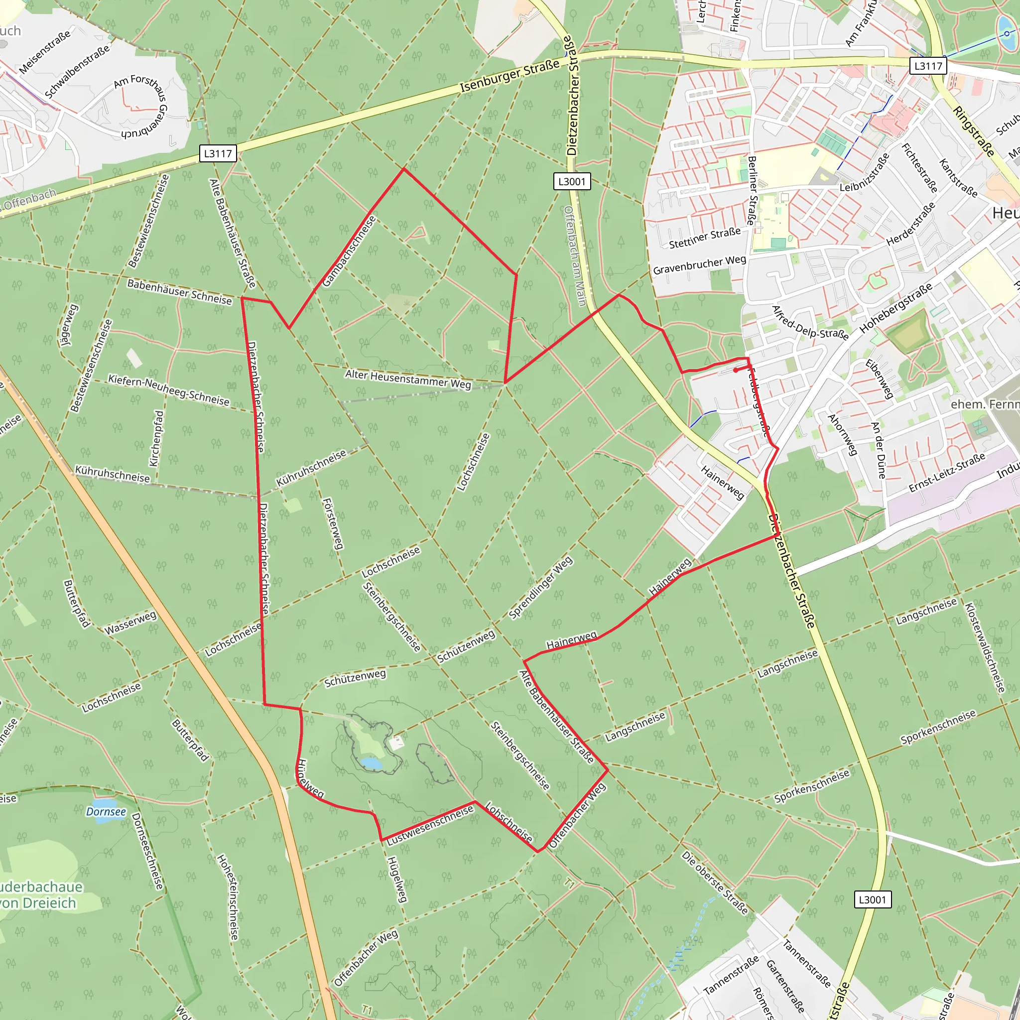 Hoher Berg Loop via Alter Heusenstammer Weg mobile static map