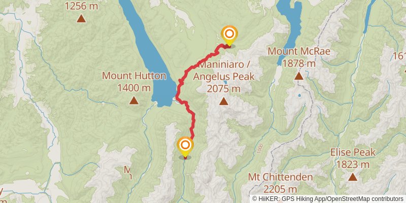 Nelson Lakes - Robert Ridge - Travers Sabine Circuit - Blue lakes - WAIAU Pass stage 6 Map