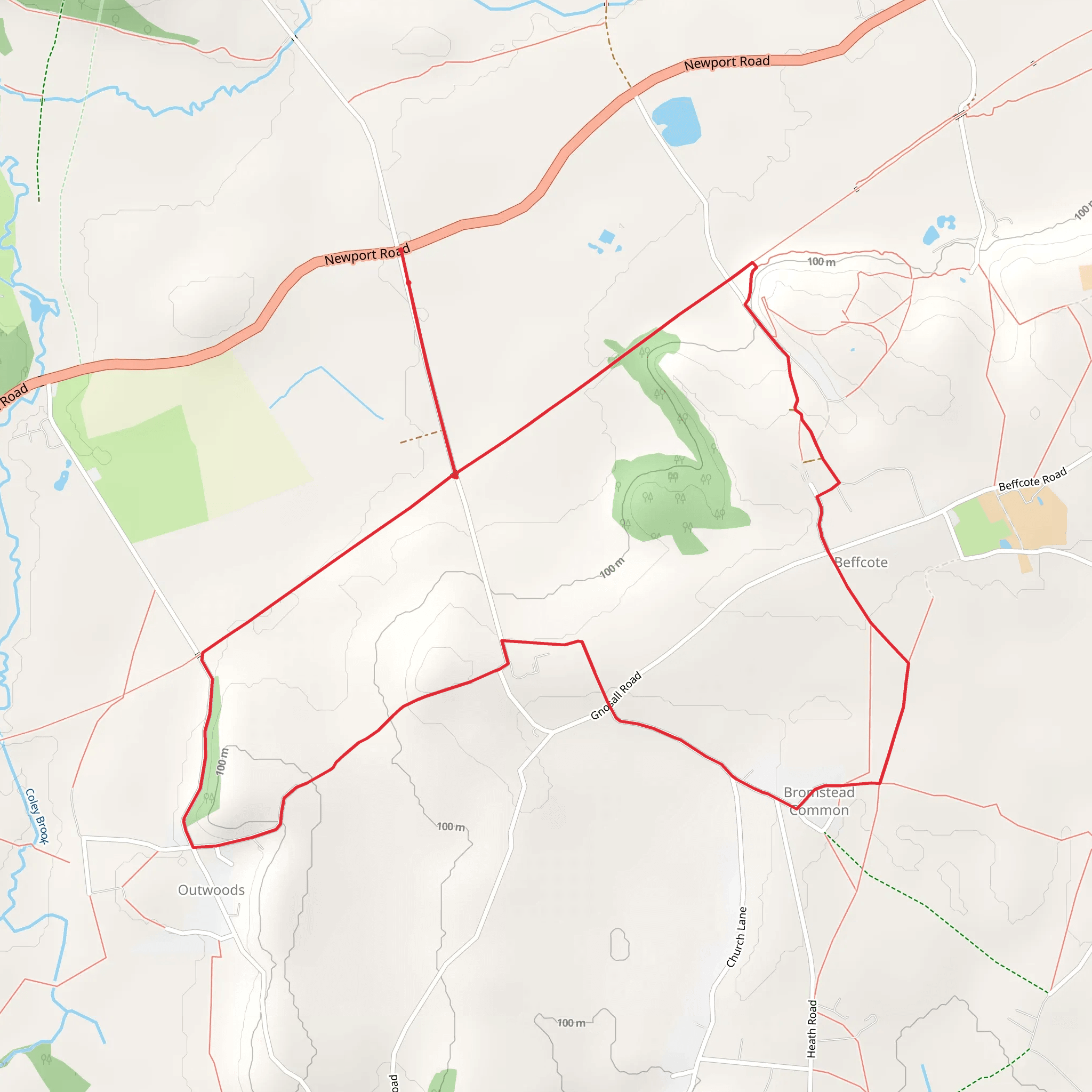 Outwoods and Beffcote mobile static map