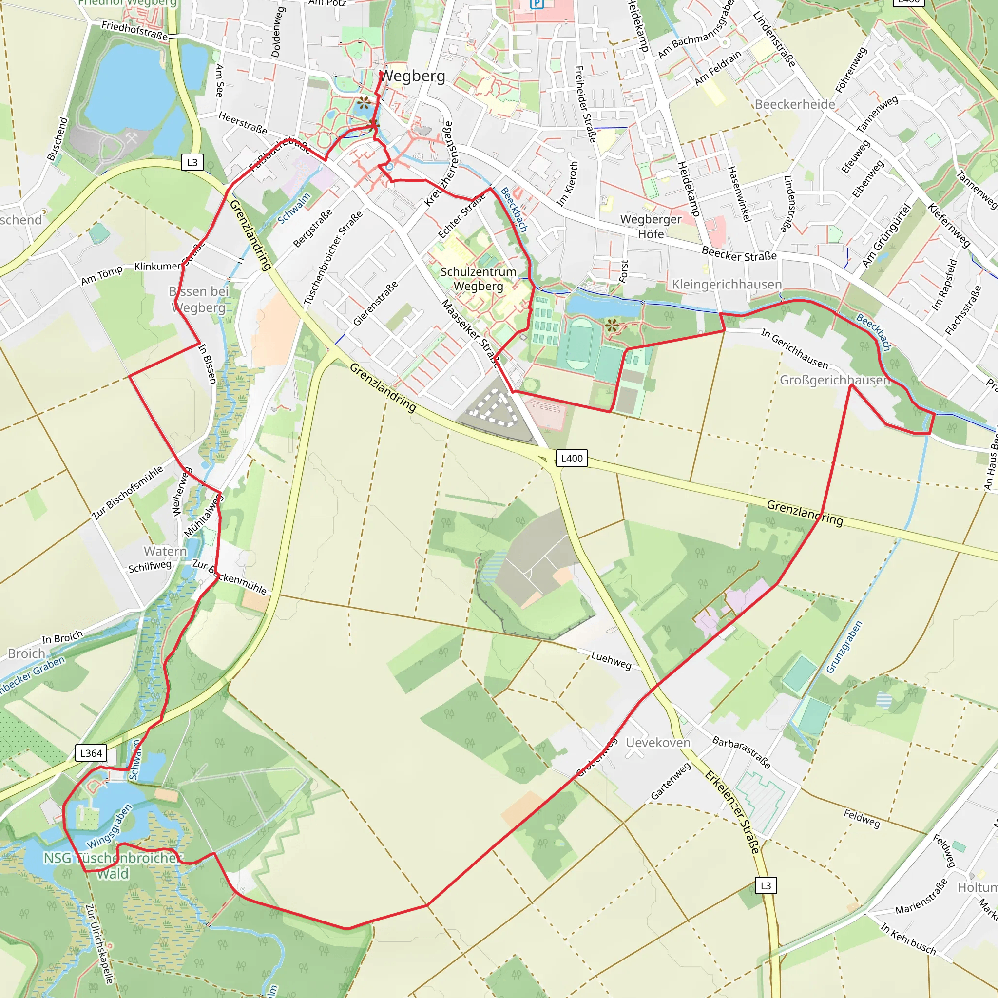 Schlossweiher via Flachsroute and Wegberger Muehlen Tour mobile static map