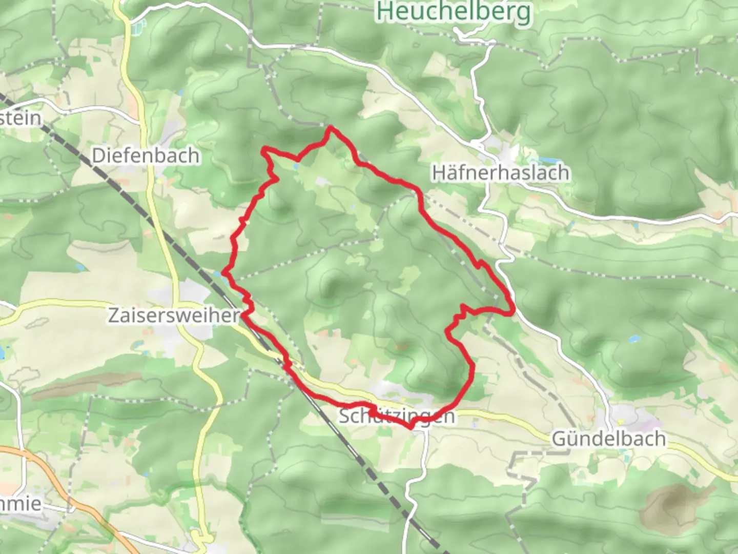 An image depicting the trail Schutzingen and Mettenberg Loop and its surrounding area.