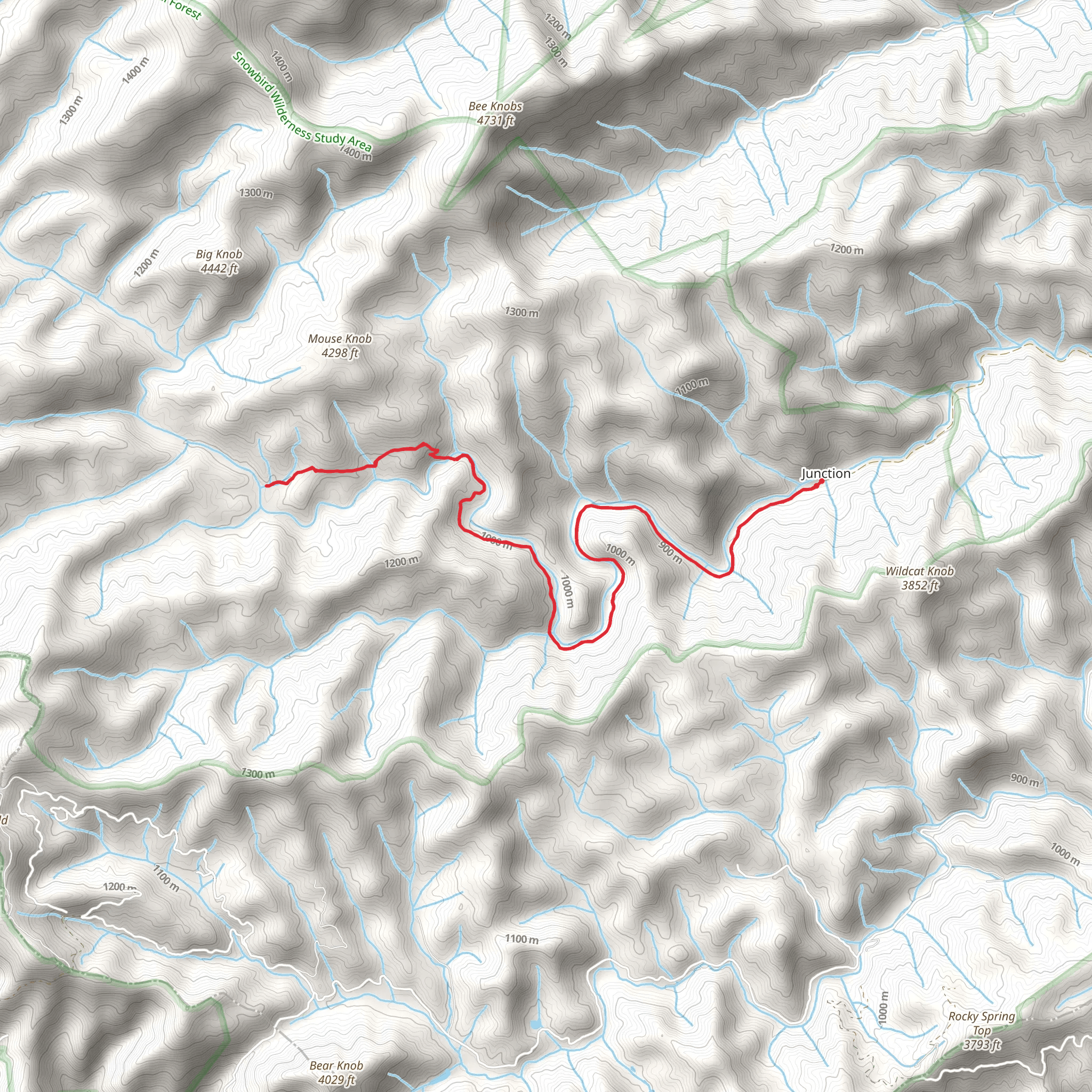 Middle Falls via Big Snowbird Trail mobile static map