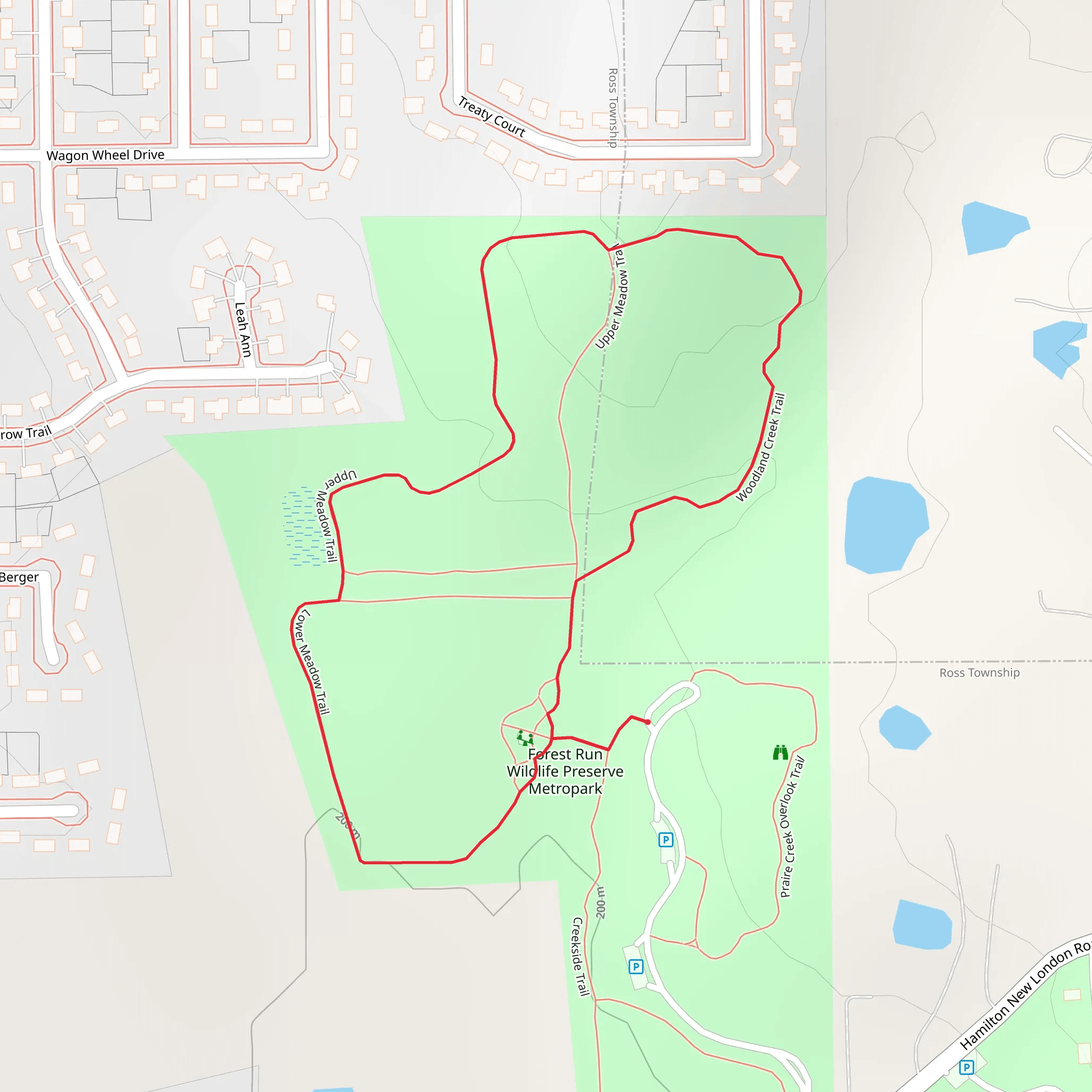 Forest Run Wildlife Preserve Metropark Loop mobile static map