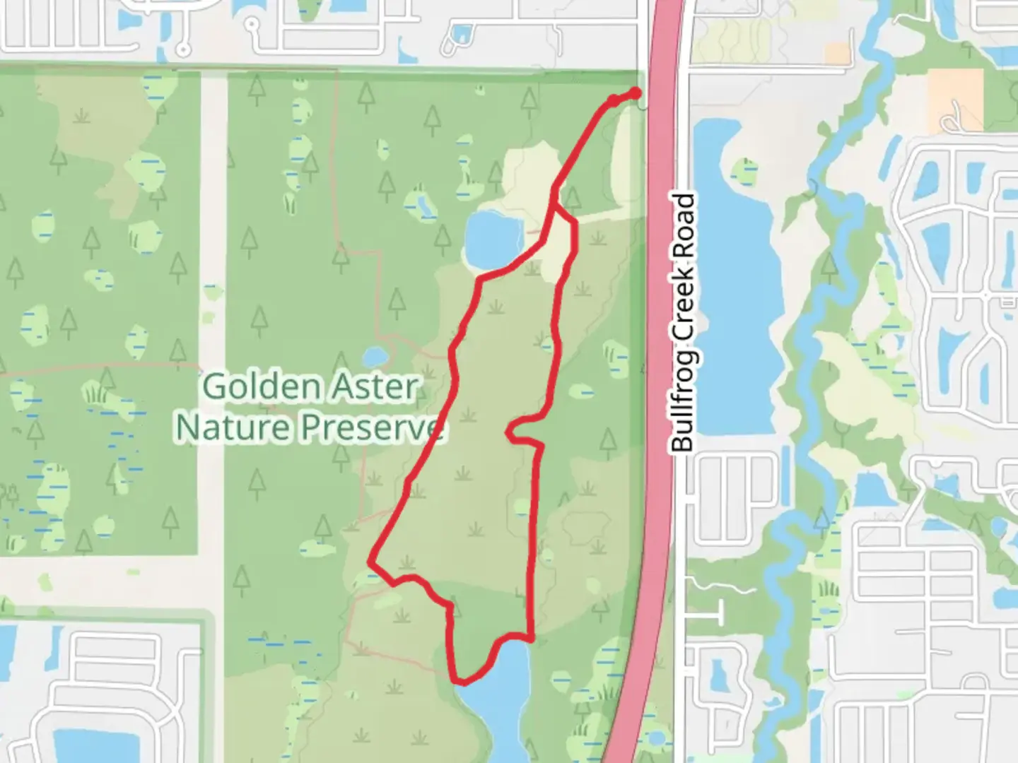 An image depicting the trail Golden Aster Scrub Nature Preserve Hiking Loop Trail - Long and its surrounding area.