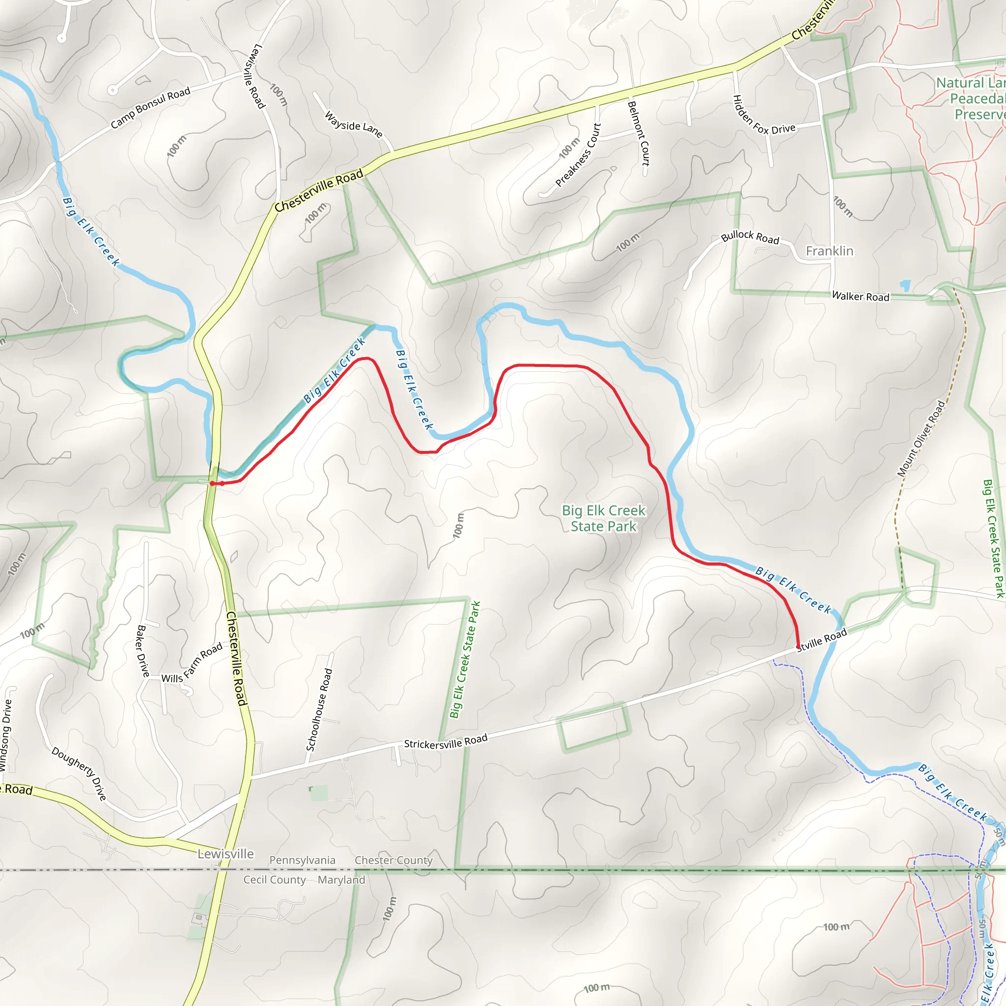 Big Elk Creek via Springlawn Trail mobile static map